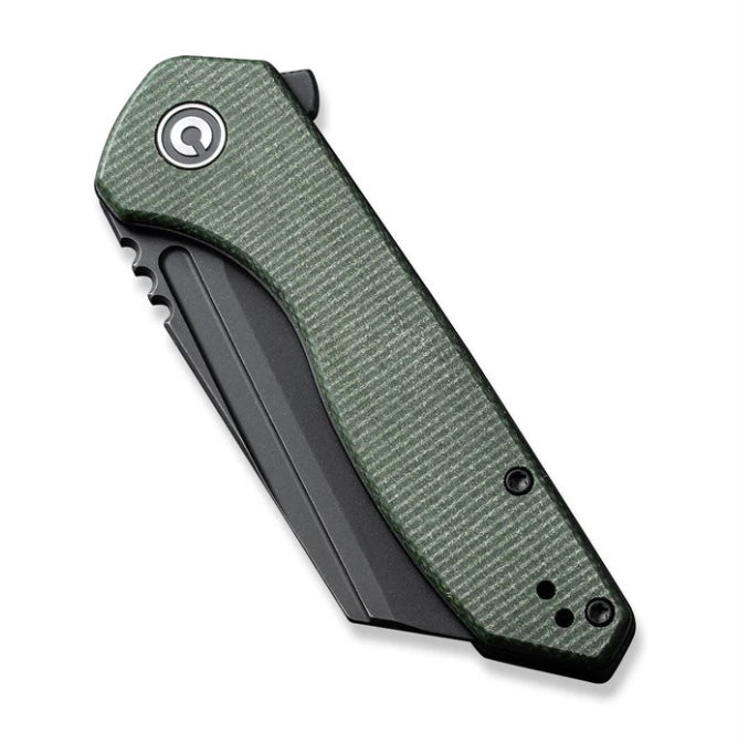 Civivi ExOne Flipper Green Canvas Micarta & Black Stonewash Nitro-V C23036-3