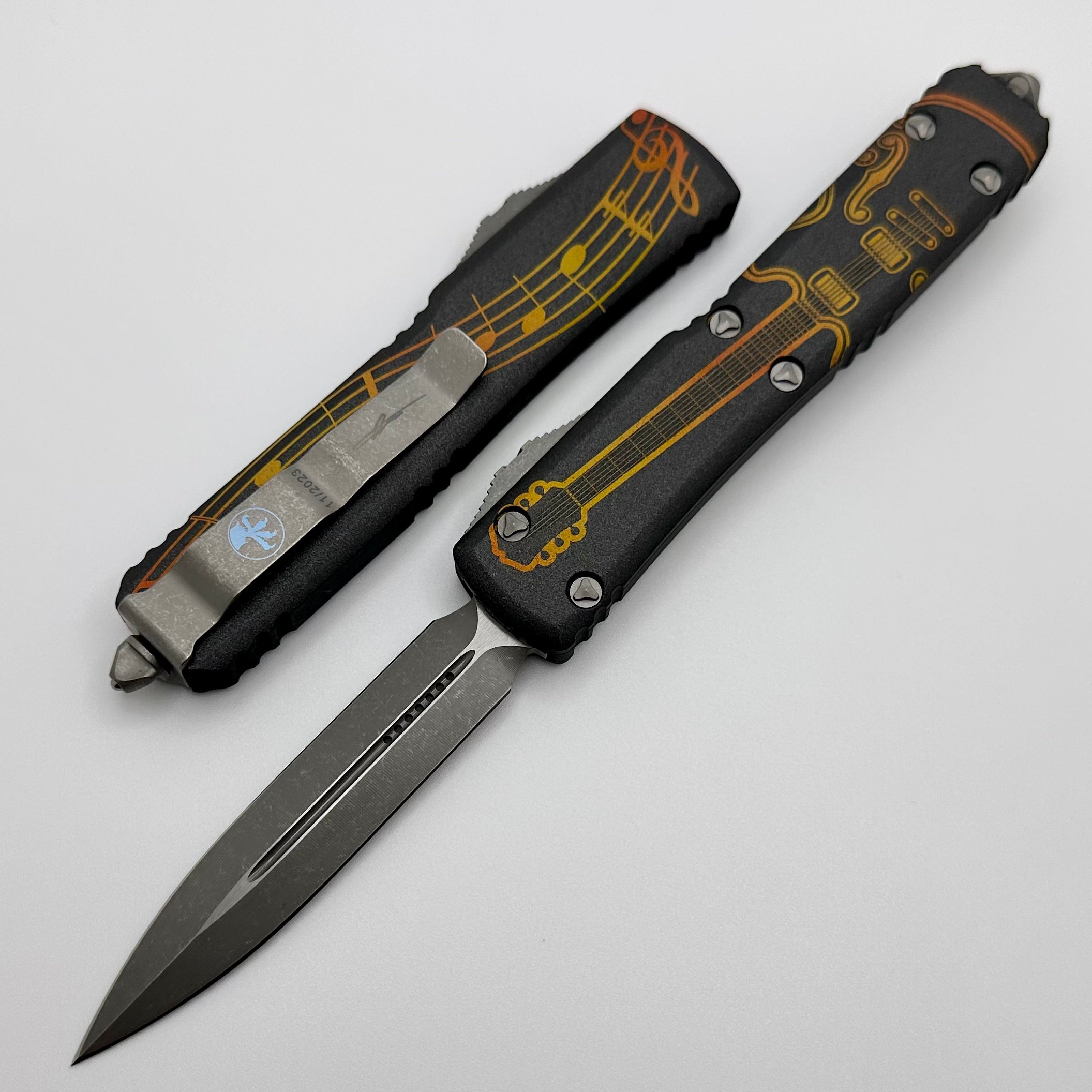 Microtech Ultratech NCKS 2023 Yellow & Orange Double Edge Apocalyptic Standard 122-10APNCKS