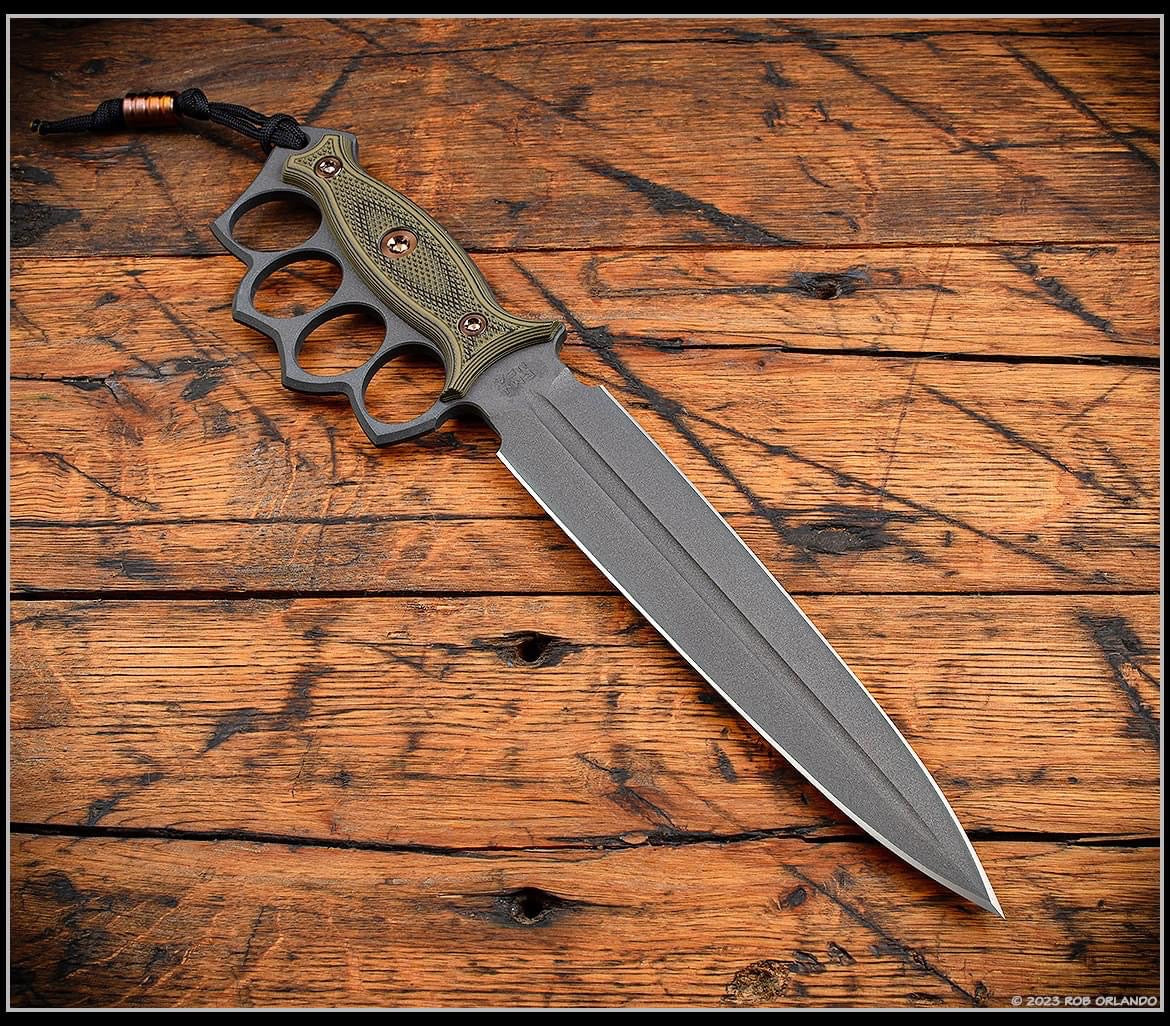 RMJ Tactical Lady Death Dirty Olive G-10 & MagnaCut Fixed Blade ONE PER HOUSEHOLD