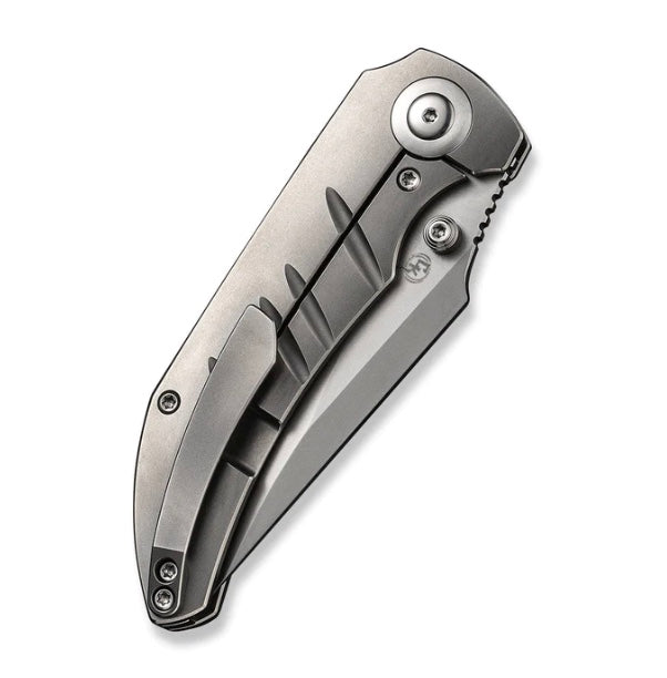 We Knife Polished Bead Blasted Riff-Raff Milled Titanium Handles w/ CPM-20CV WE22020B-4