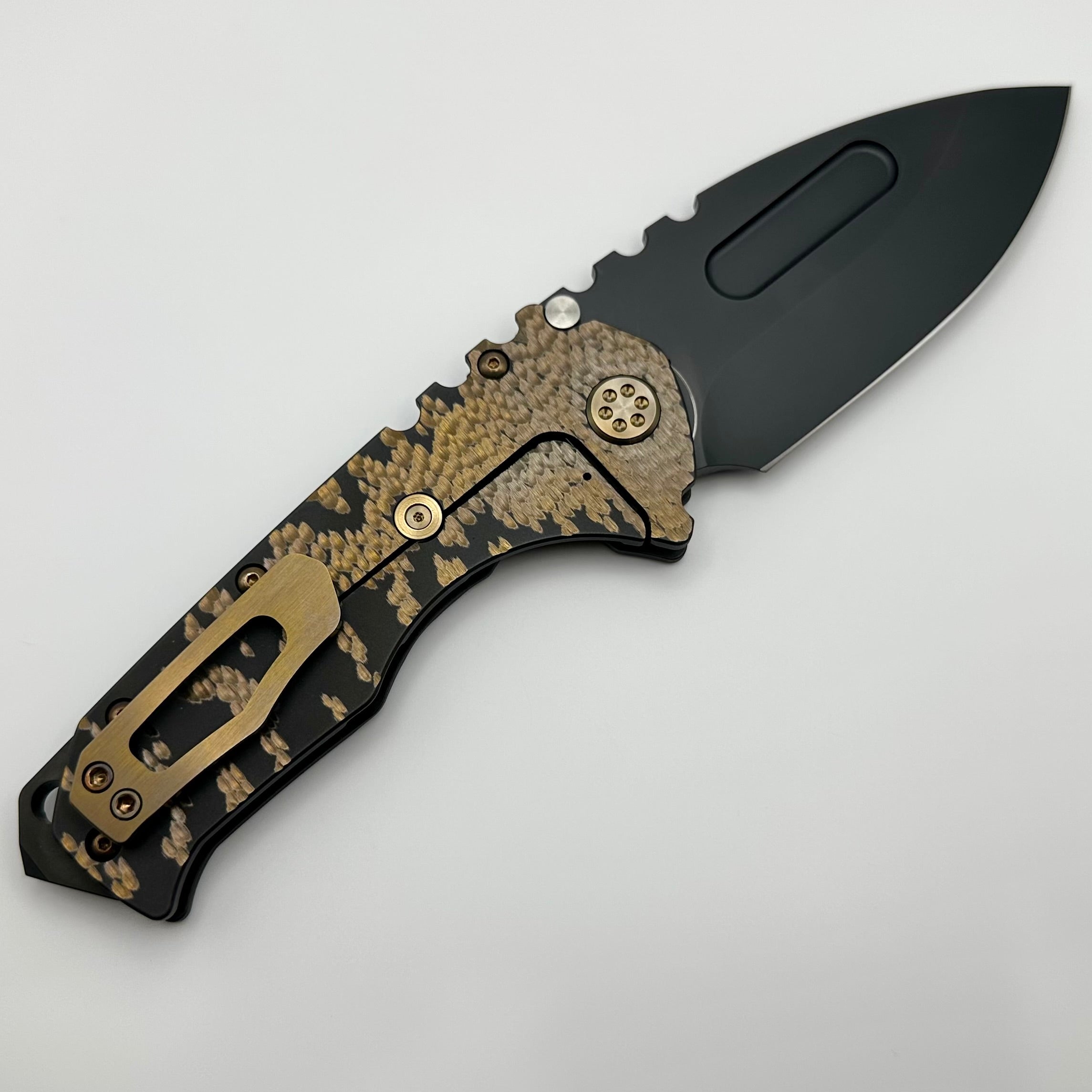 Medford Knife Praetorian T DLC Drop Point S45VN & Bronze Cobblestone Fade Handles w/ Bronze Hardware/Clip