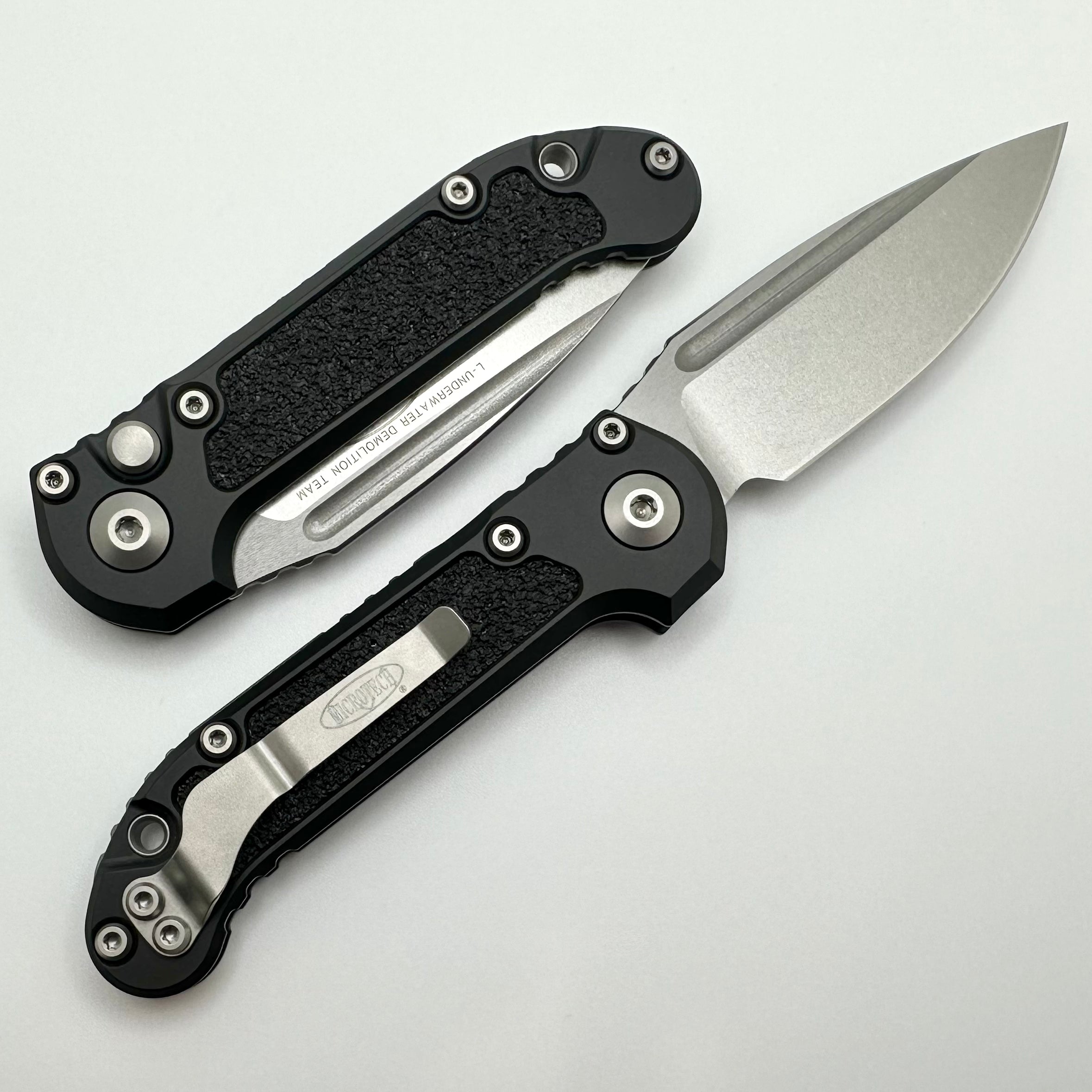 Microtech Knives LUDT Gen III Stonewash Drop Point w/ Black Handle 1135-10