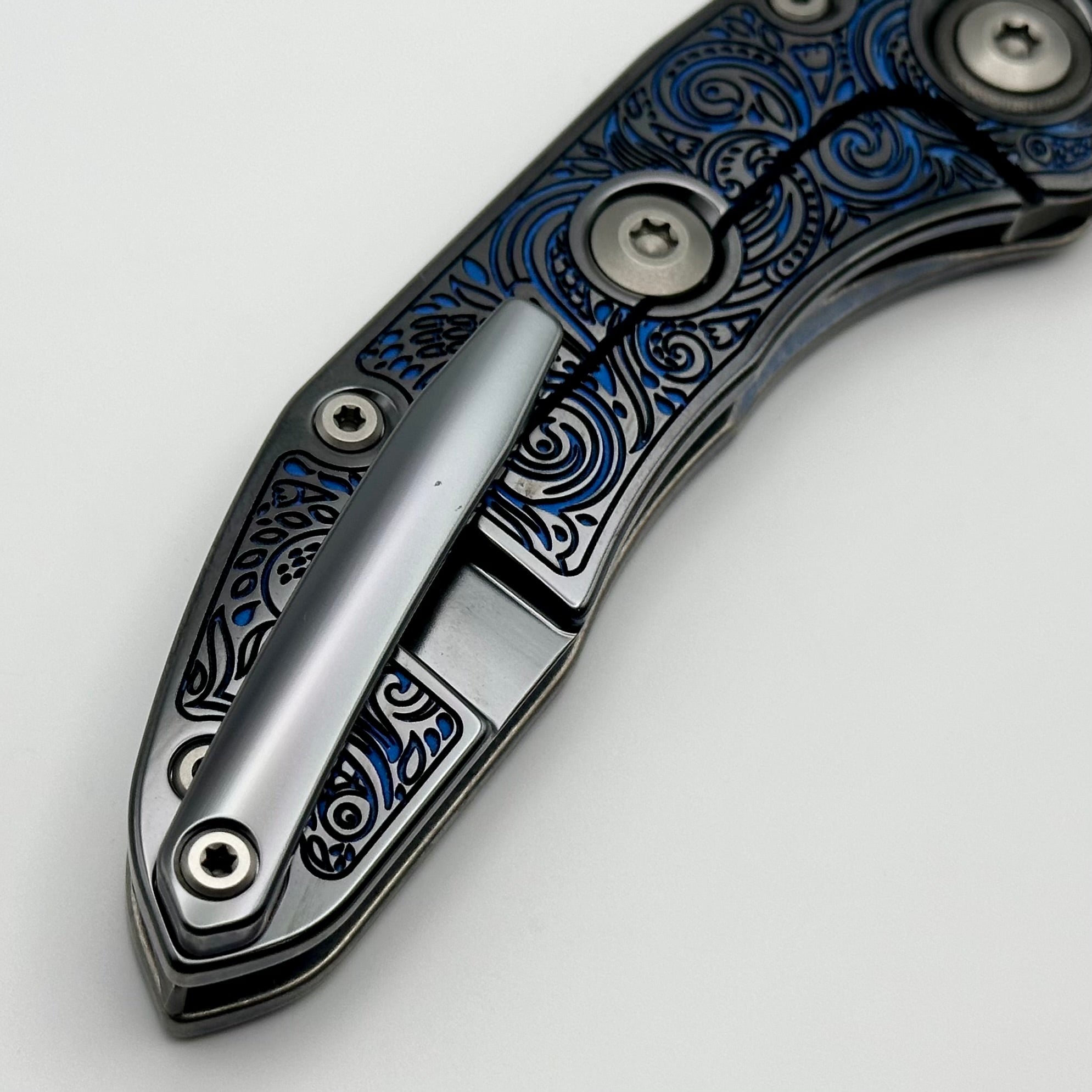 Borka Blades Ti2 Design Custom Black Hula/Blue Natas Stitch w/ Rocked M390 Pre Owned