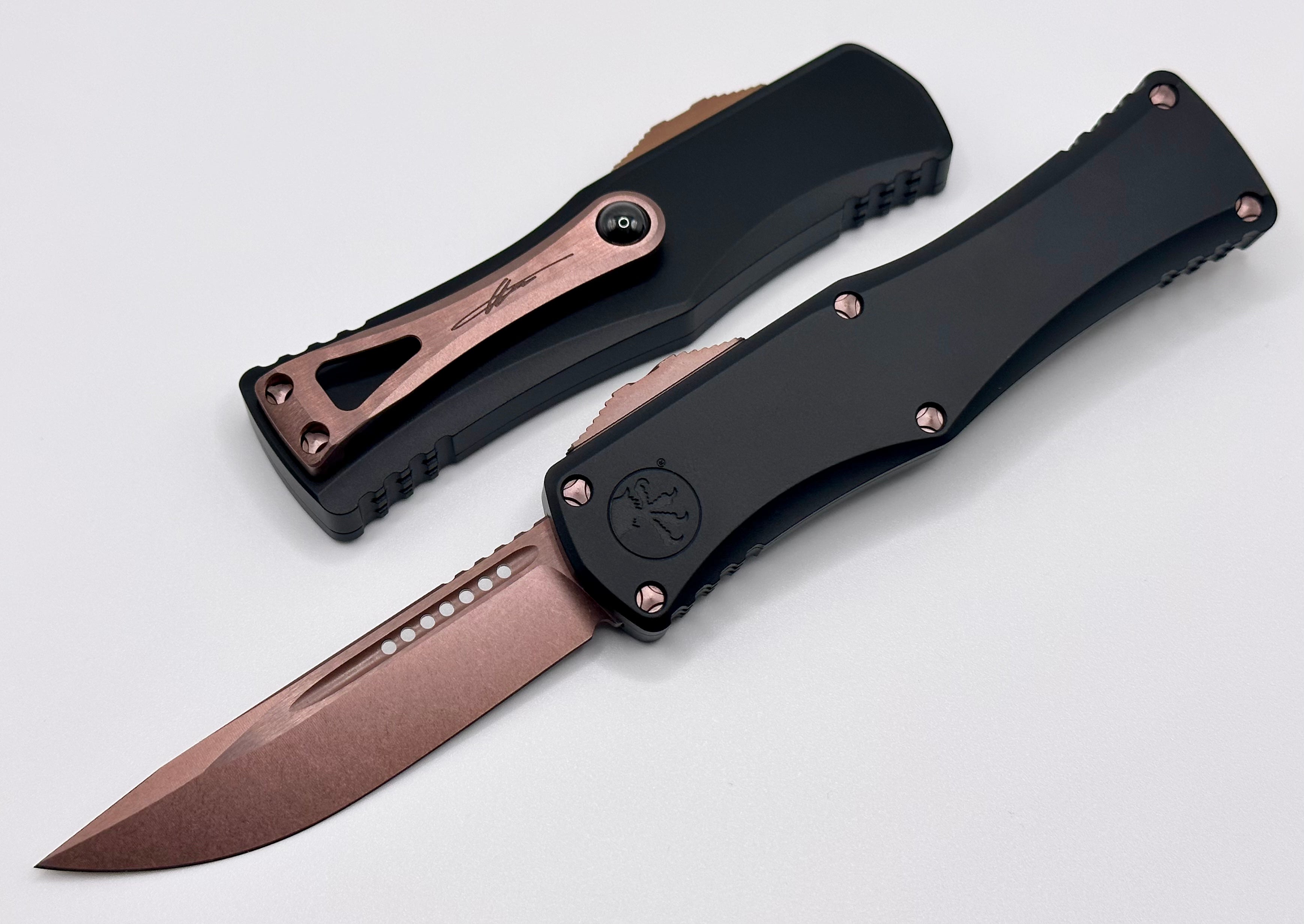 Microtech Hera Deep Engraved Black & S/E PVD Rose Gold 703-1PVDRGS