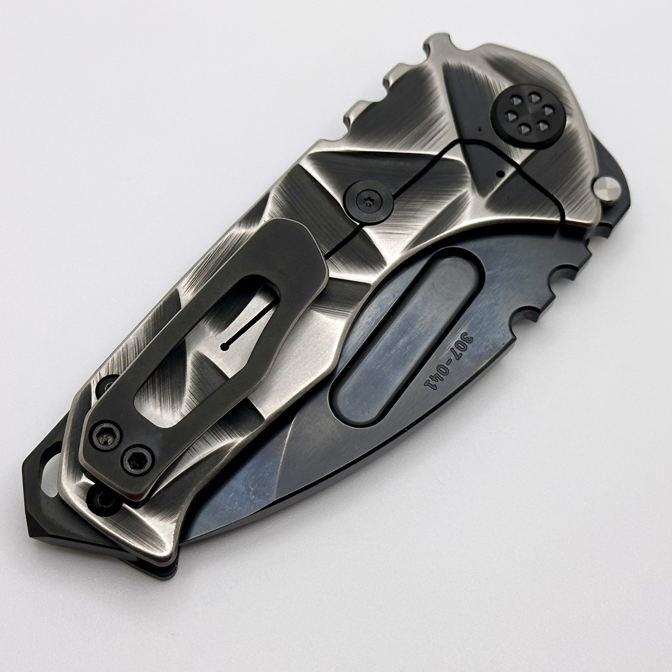 Medford Praetorian Genesis T S45 PVD Drop Point & Black Stained Glass Handles w/ Black Hardware/Clip