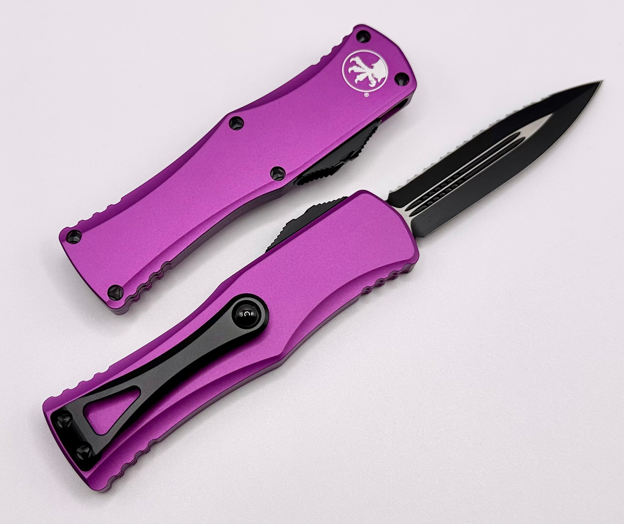 Microtech Hera Black Double Edge Full Serrated & Violet 702-3VI