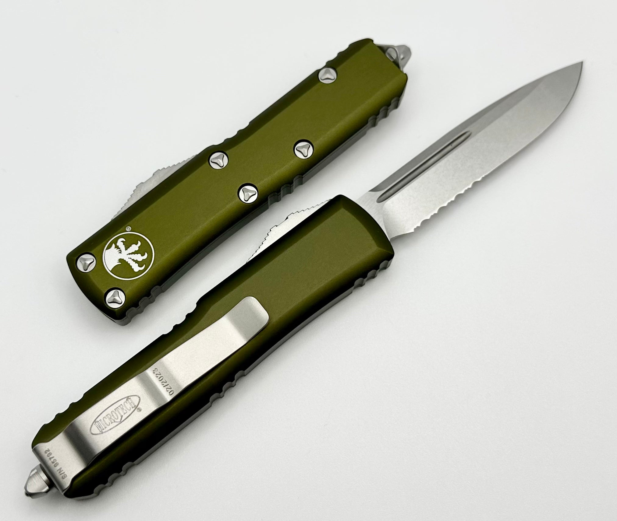 Microtech UTX-85 Single Edge Partial Serrated Stonewash & OD Green 231-11OD