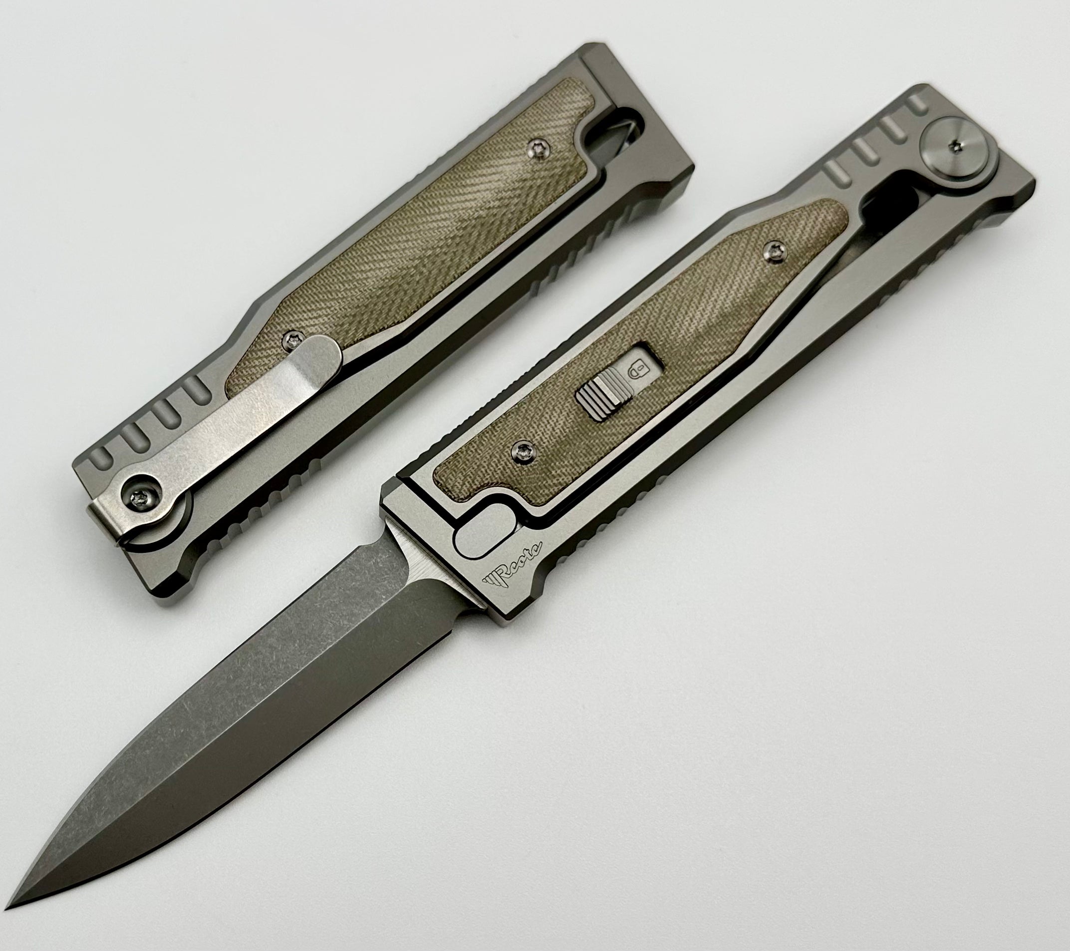 Reate EXO M Green Micarta & Two Tone Double Edge 3V