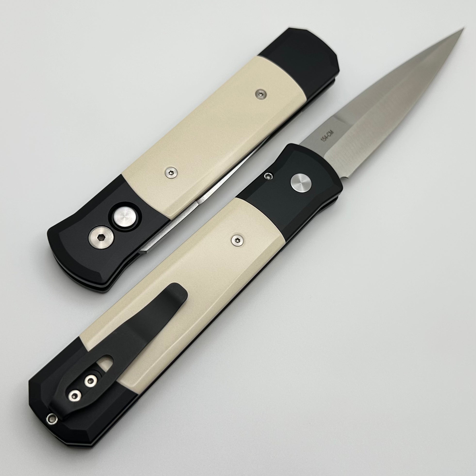 Pro-Tech Godfather Black Handles w/ Micarta Inlays & Satin 154-CM Blade 951