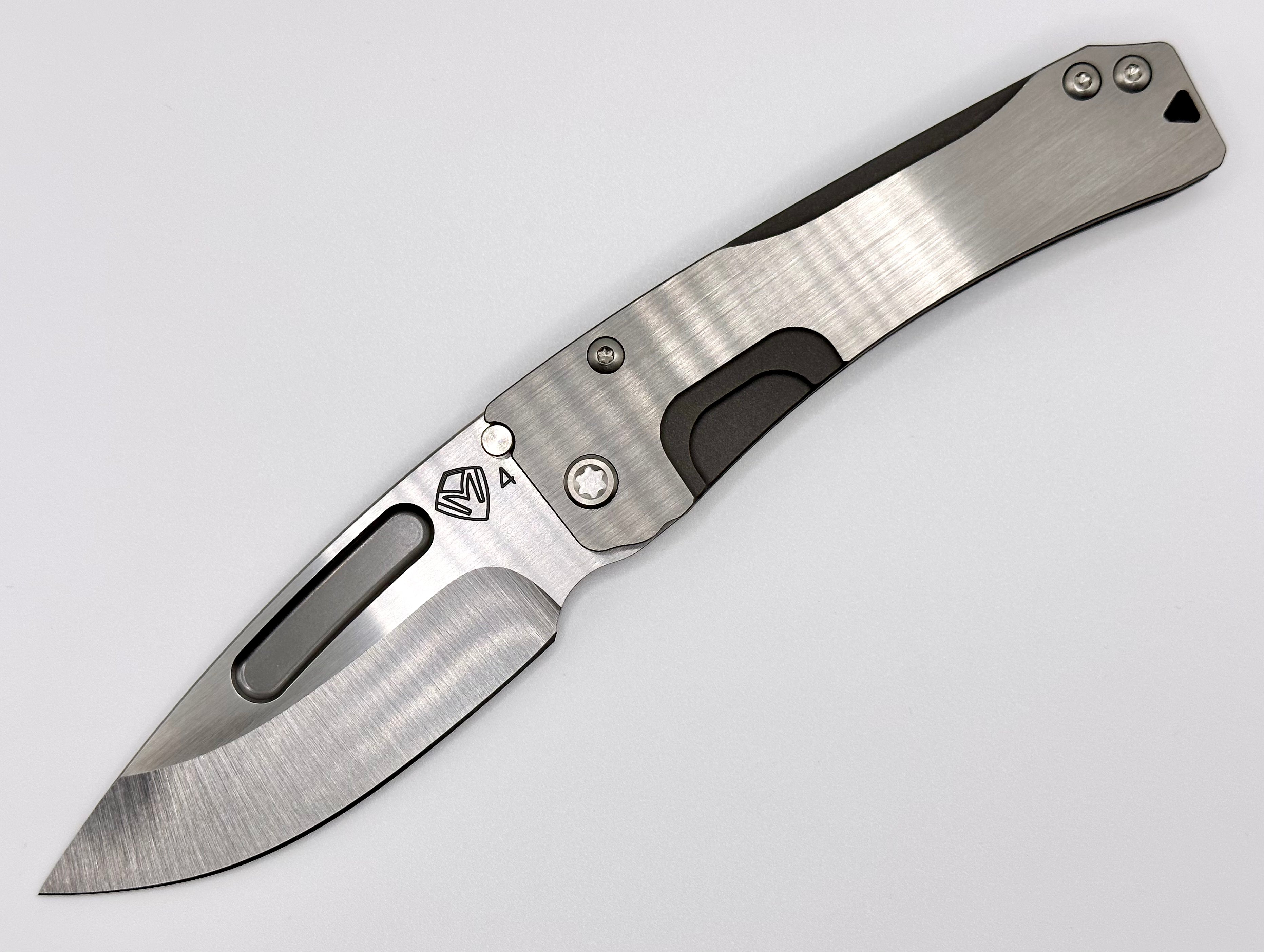 Medford Knife Slim Midi Satin S45 Drop Point & Bead Blast/silver Handles w/ Brushed Clip