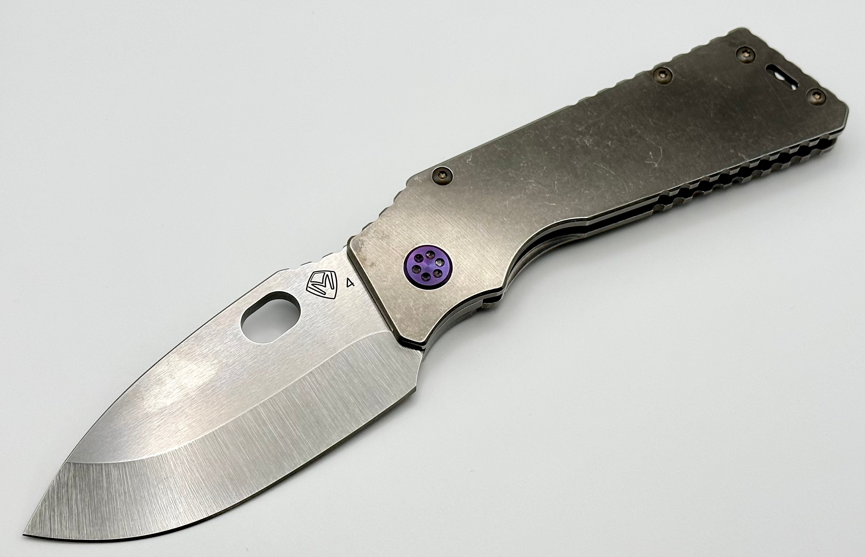 Medford TFF-1 Tumbled Handles w/ Violet Hardware/Clip & Tumbled S45VN