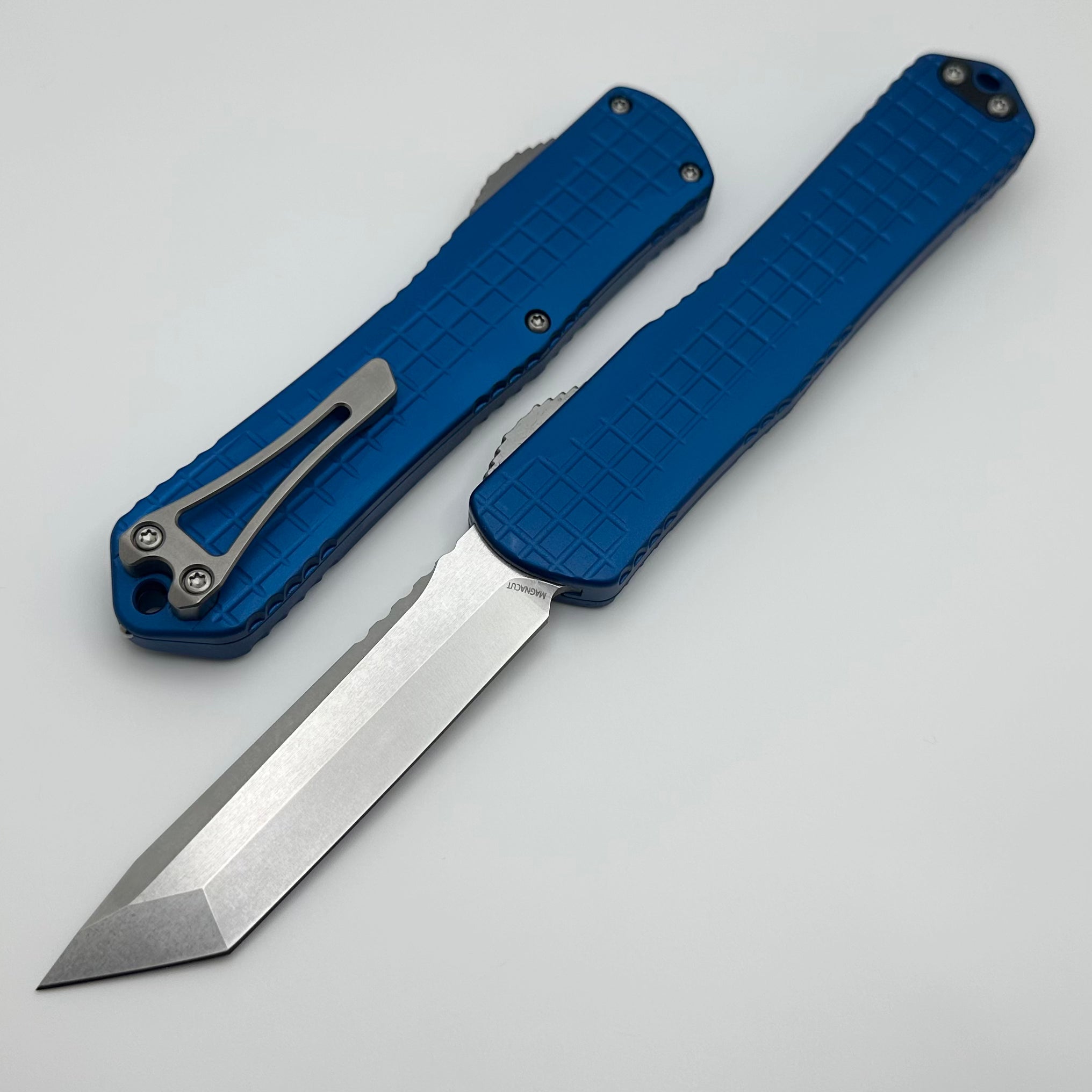 Heretic Knives Manticore X Blue Frag Handle & Stonewash Tanto MagnaCut H031F-2A-BLU