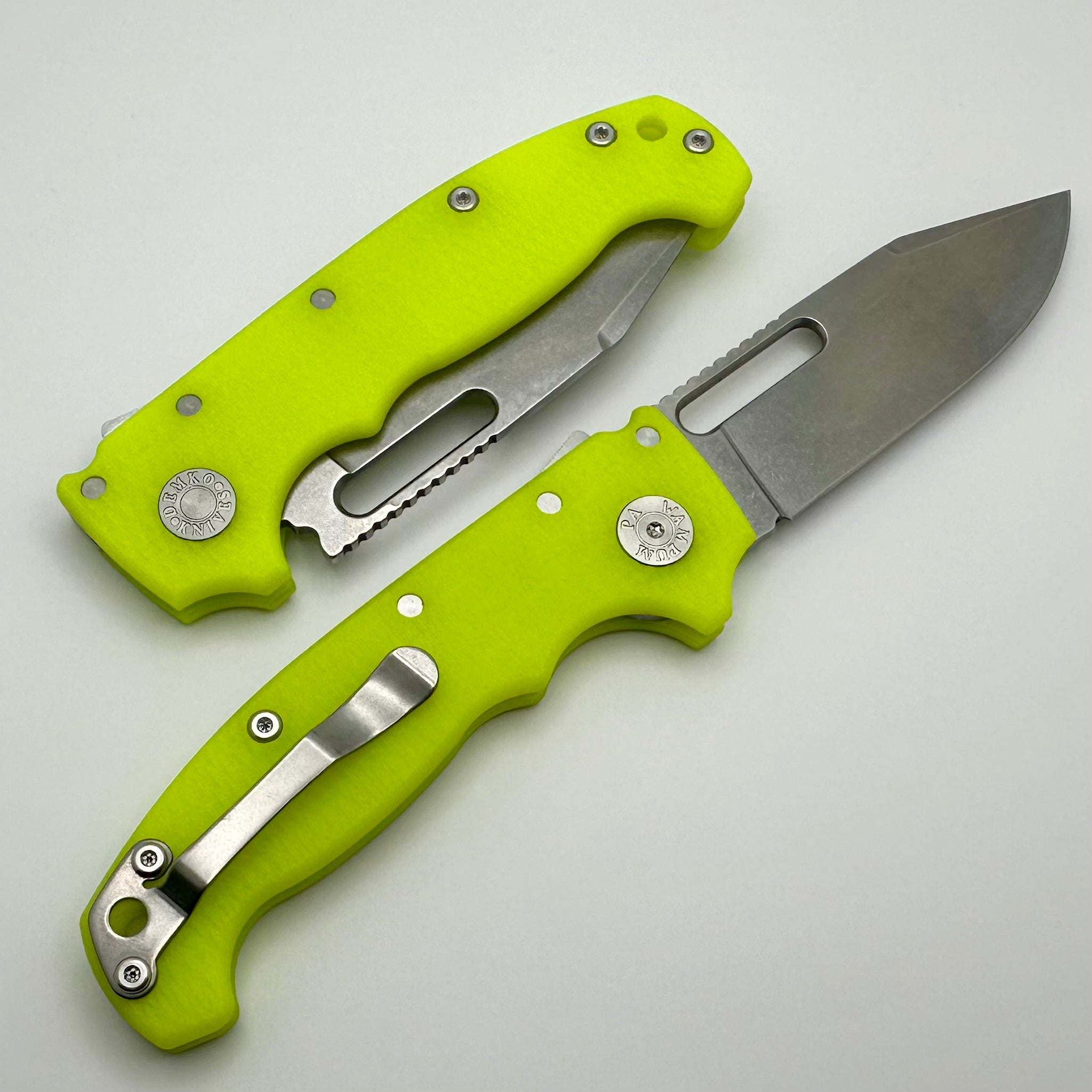 Demko Knives MG AD20S V2 Clip Point Full Flat Grind MagnaCut & Day Glow G-10