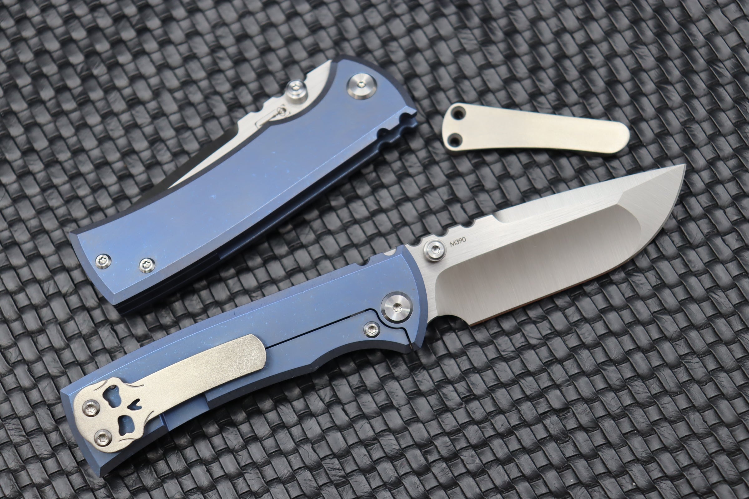 Chaves Knives Redencion Street Drop Point Blue Exclusive with Orange Peel Clip