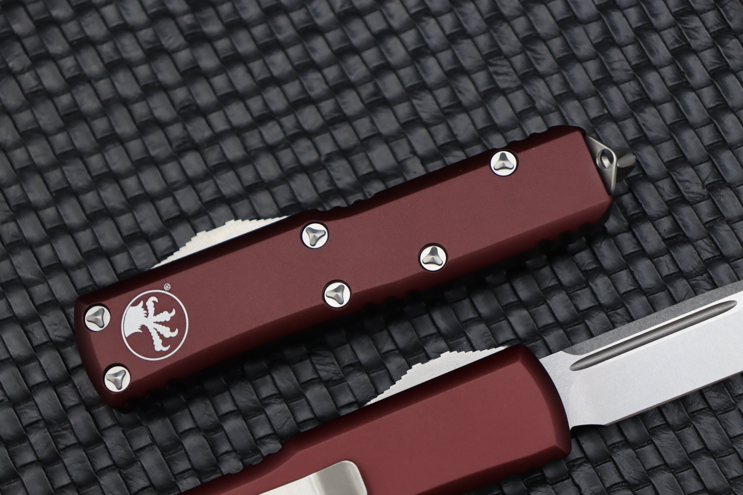 Microtech UTX-85 Single Edge S/E Stonewash Standard & Merlot 231-10MR