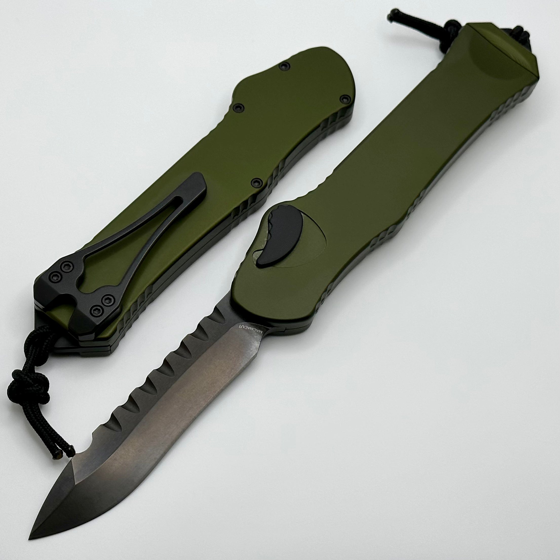 Heretic Hydra V3 OD Green Aluminum Handle & DLC Recurve MagnaCut H008-6A-GRN