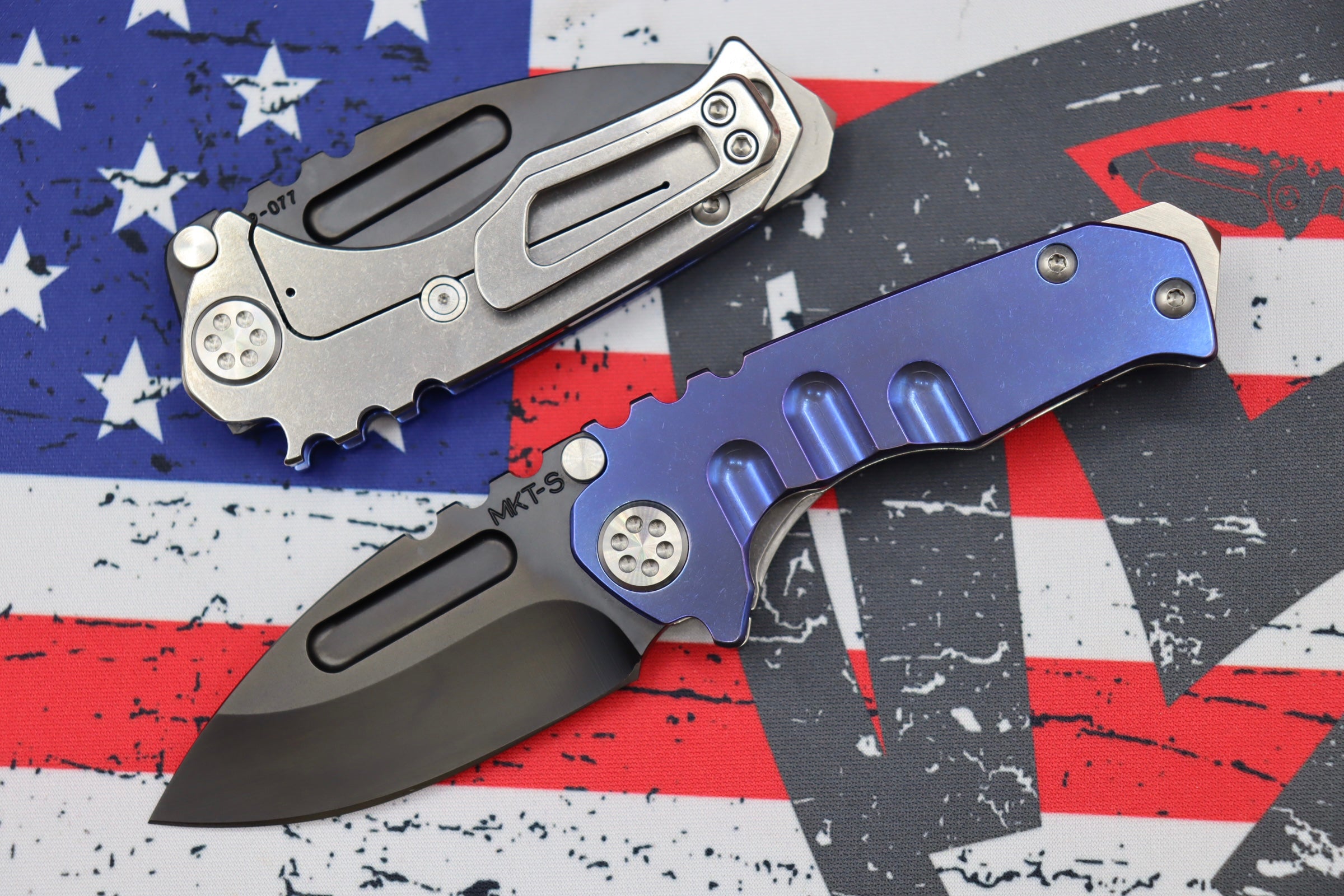 Medford Micro Praetorian T w/ PVD S35 Drop Point & Blue/Tumbled Finish