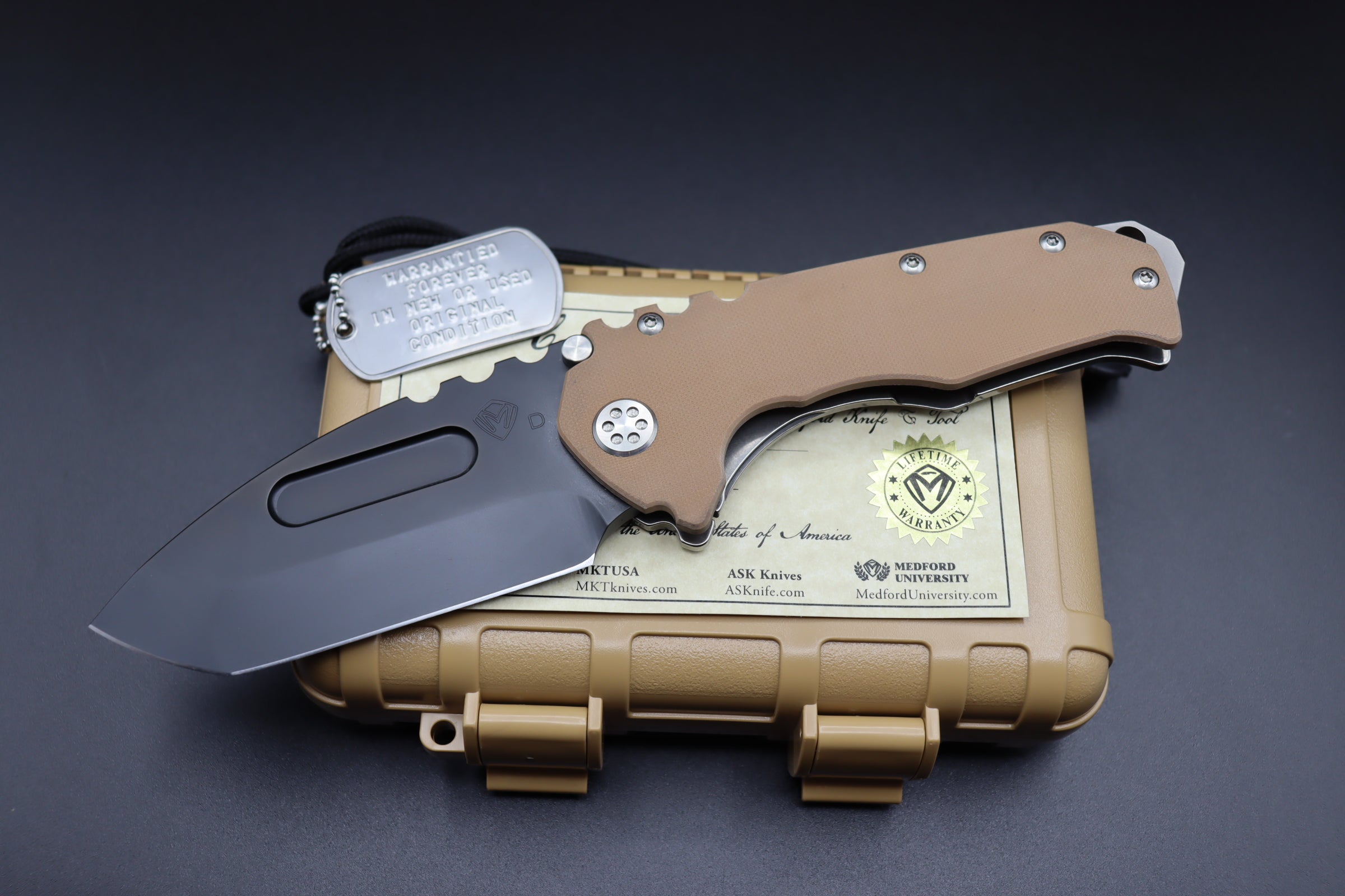 Medford Knife Praetorian G Tanto PVD CPM-D2 & Coyote Tan G10