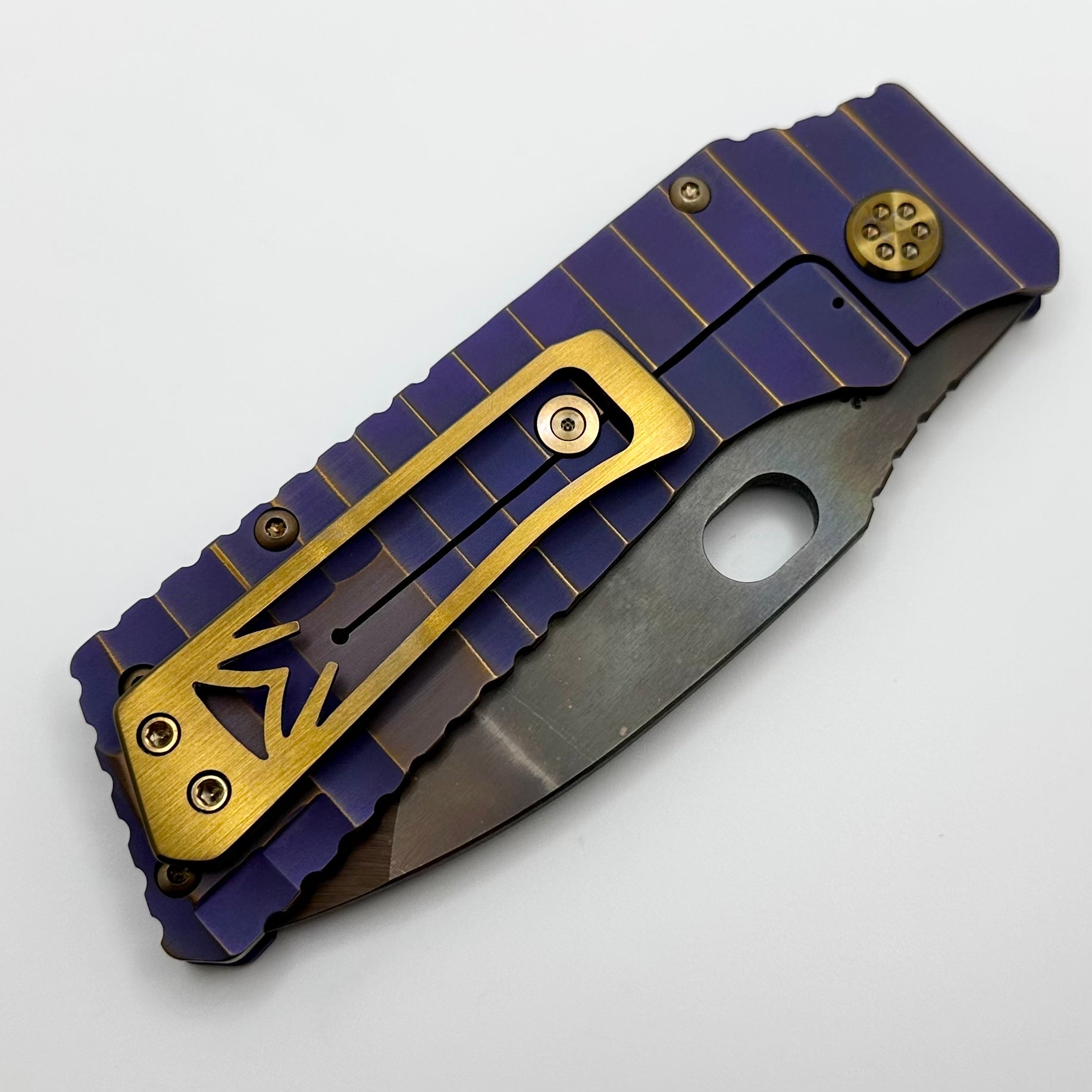 Medford TFF-1 S35VN Vulcan & Violet/Bronze Gator Belly Sculpted Handles w/ Bronze Hardware/Clip