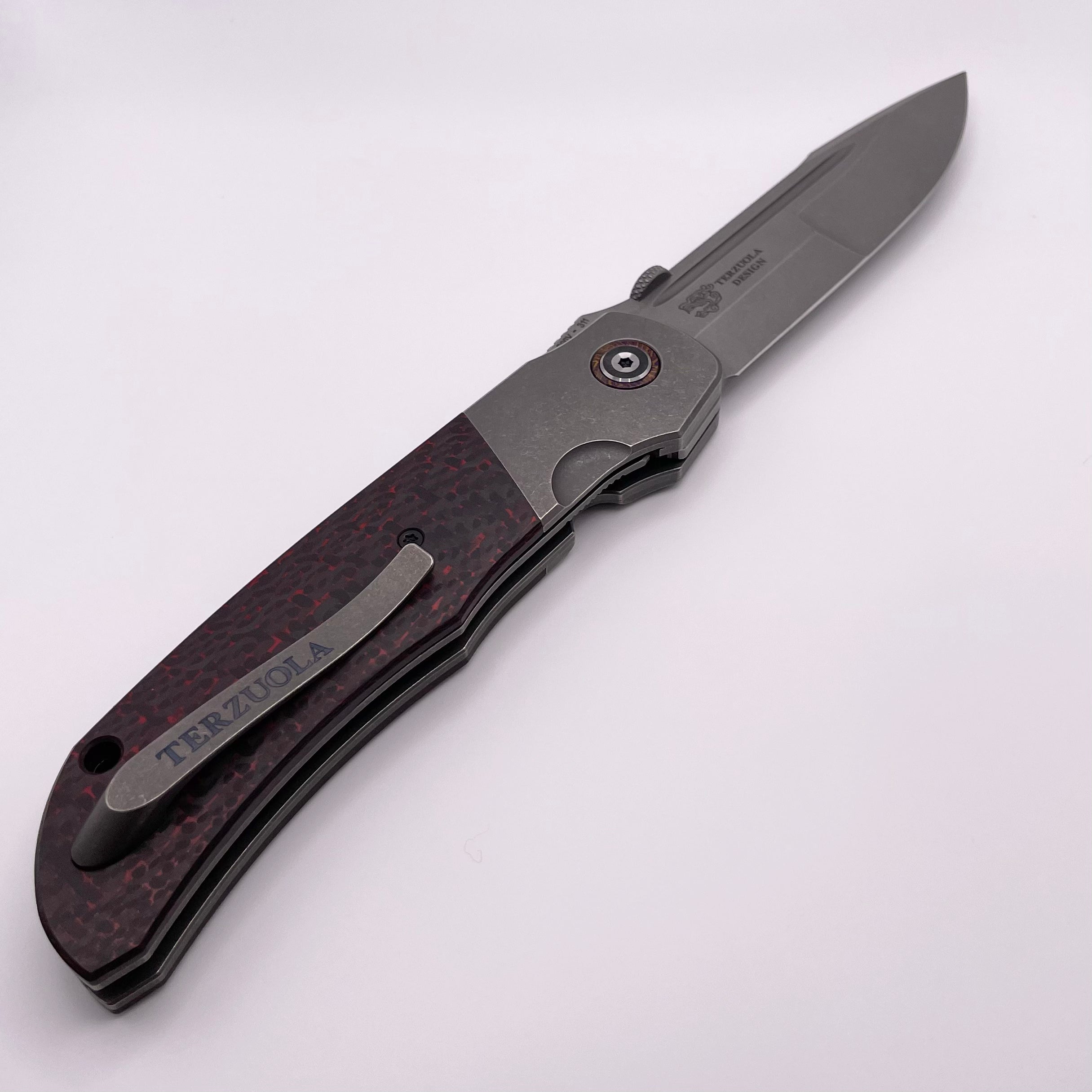 BLEMISH Custom Knife Factory Eagle Rock w/ Red Carbon Fiber & S90V