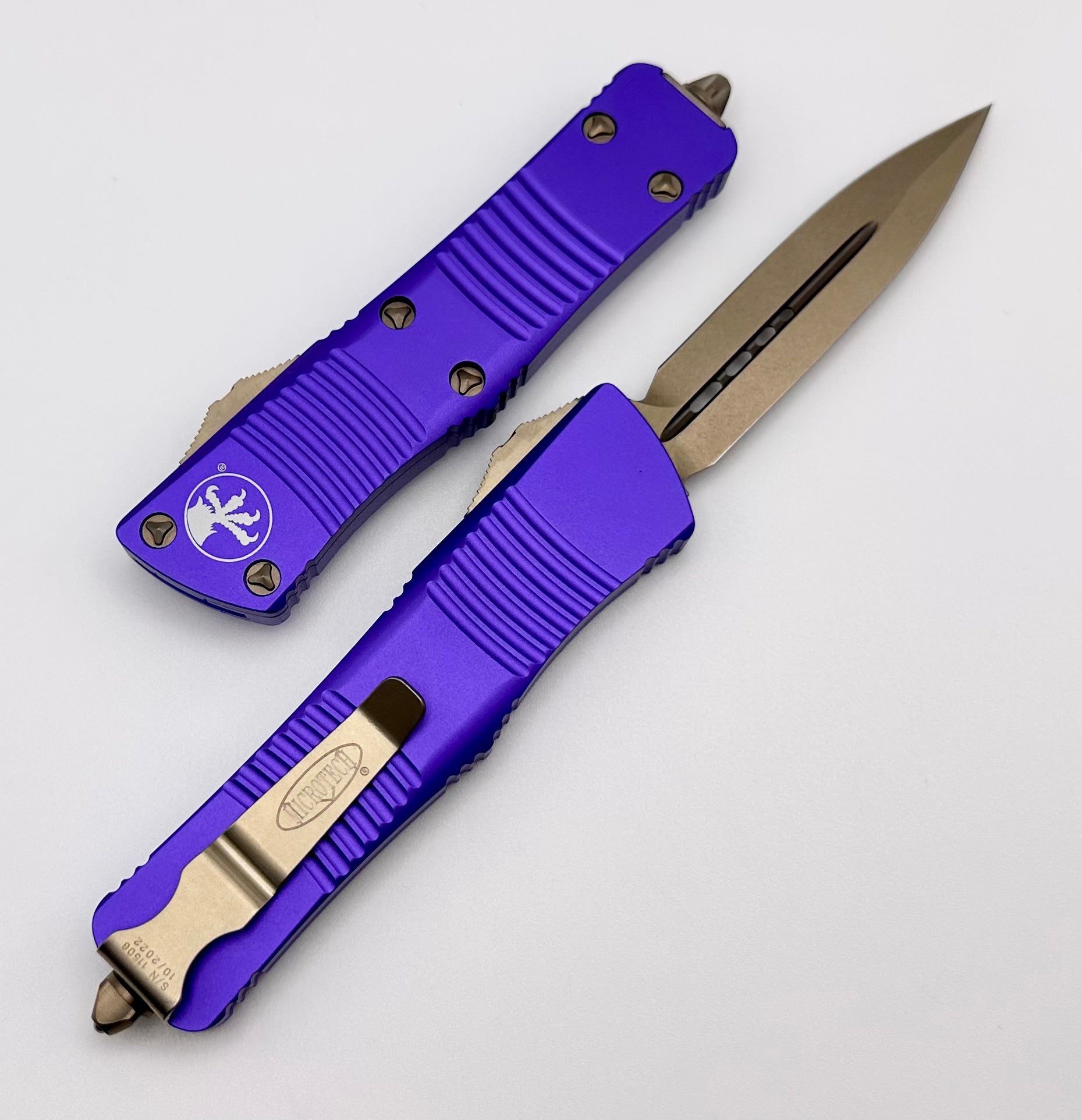 Microtech Troodon Double Edge Bronze Standard & Purple 138-13PU