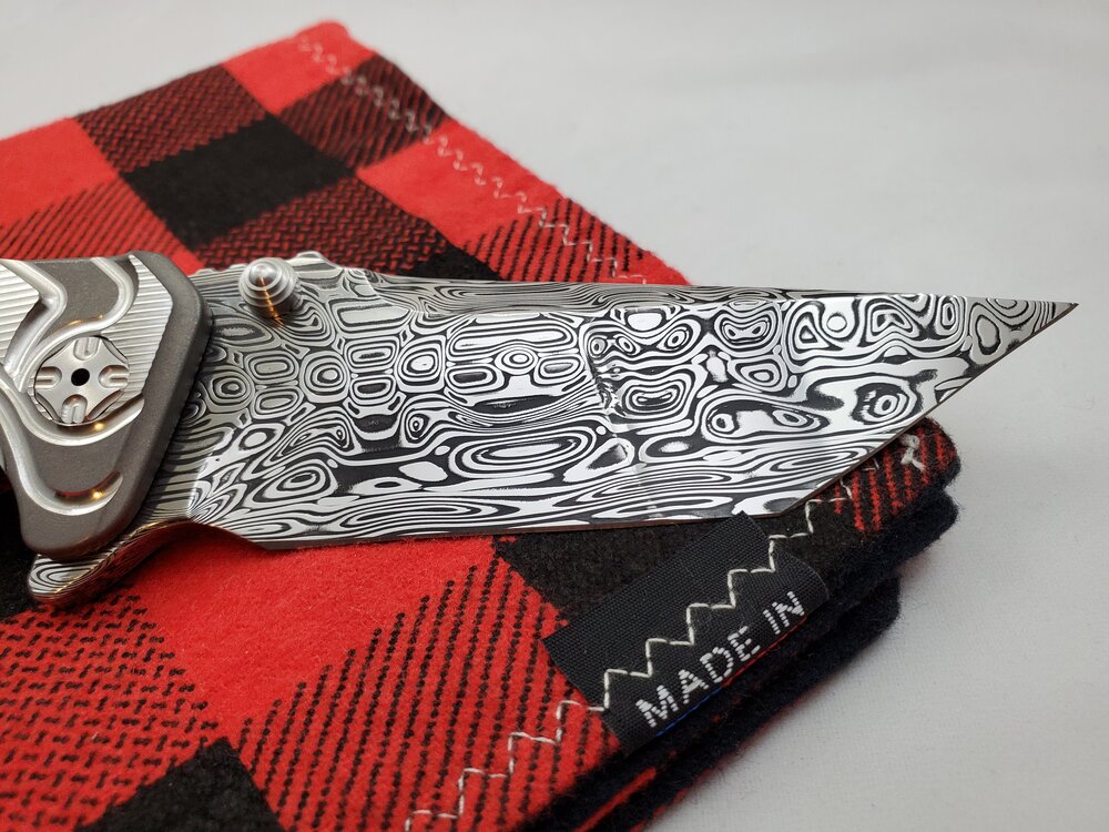 Brian Tighe Fighter Titanium Timascus Inlaid w/ Damasteel Clip