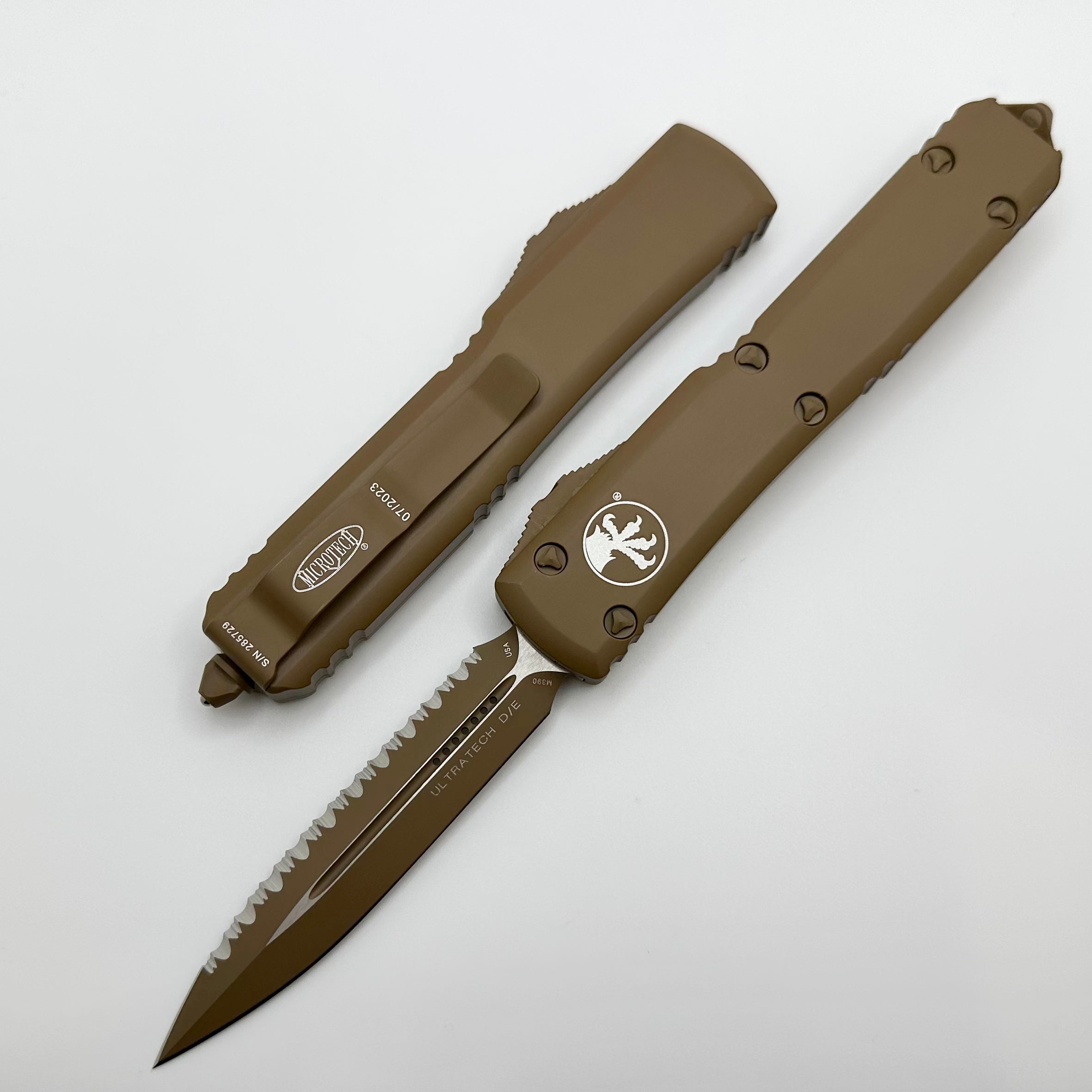 Microtech Ultratech Cerakote Tan Double Edge Full Serrated 122-3CTA