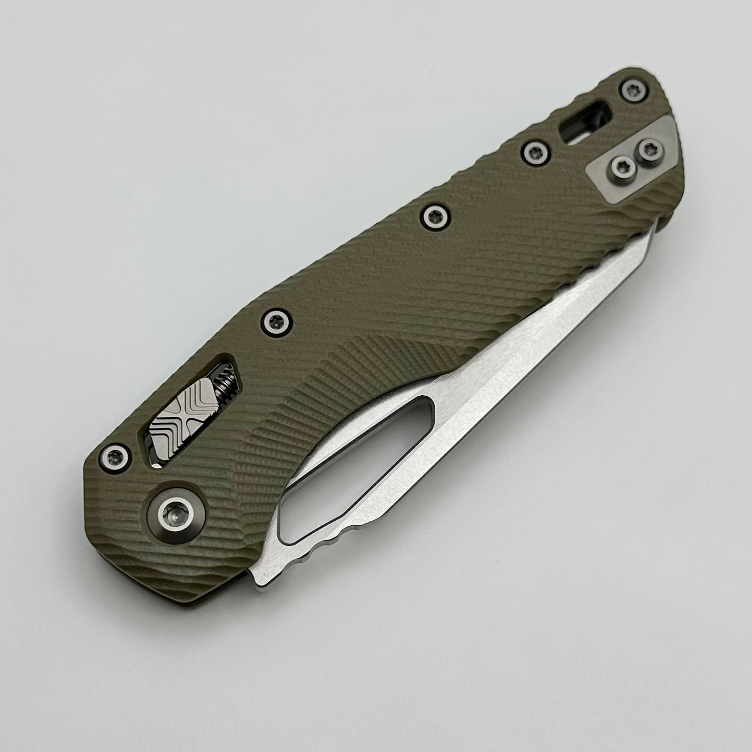 Microtech Knives MSI RAM LOK OD Green Fluted G-10 & Stonewash M390MK 210-10FLGTOD