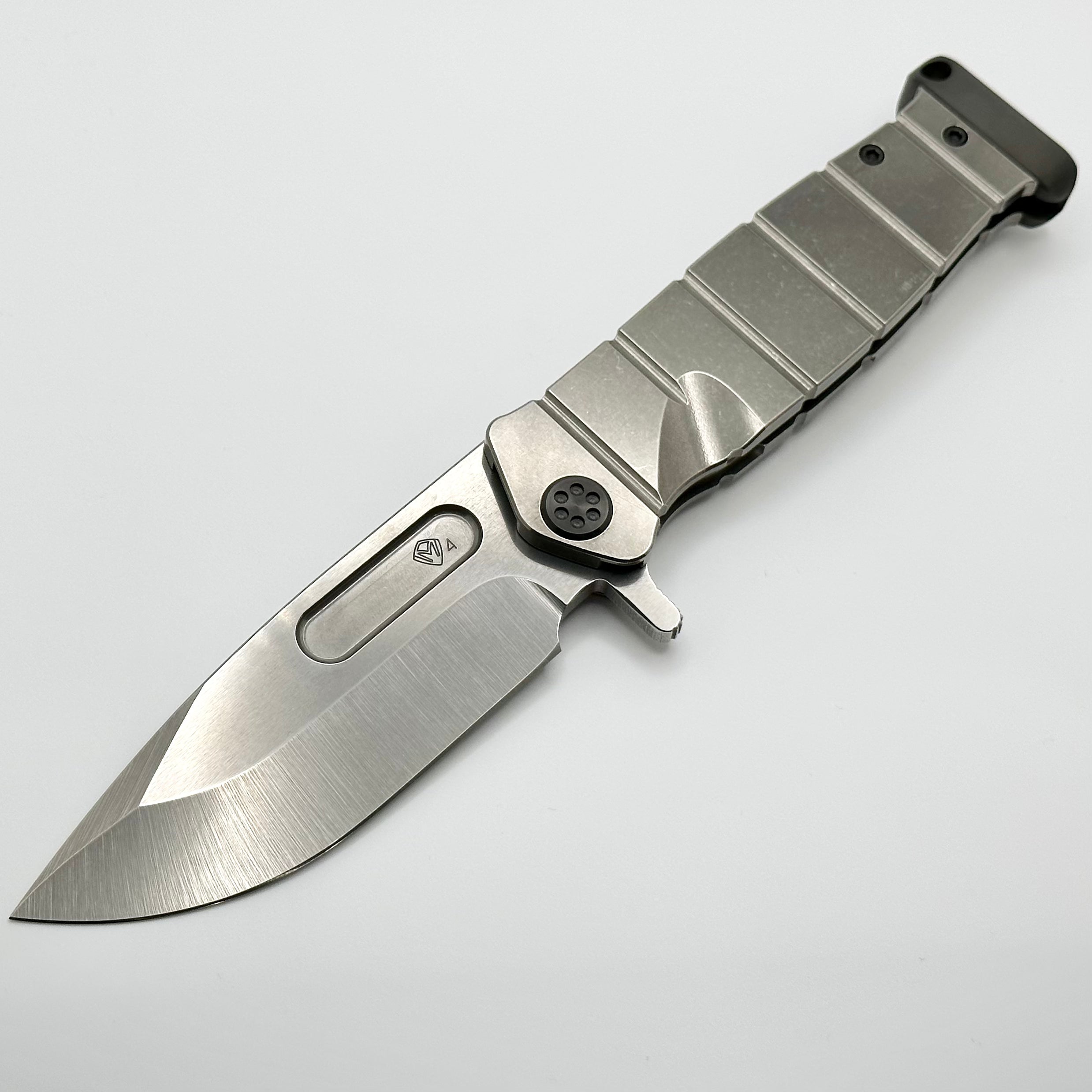 Medford Knife Fighter Flipper USMC Tumbled Handles w/ PVD Hardware/Clip/Pommel & Tumbled S45VN