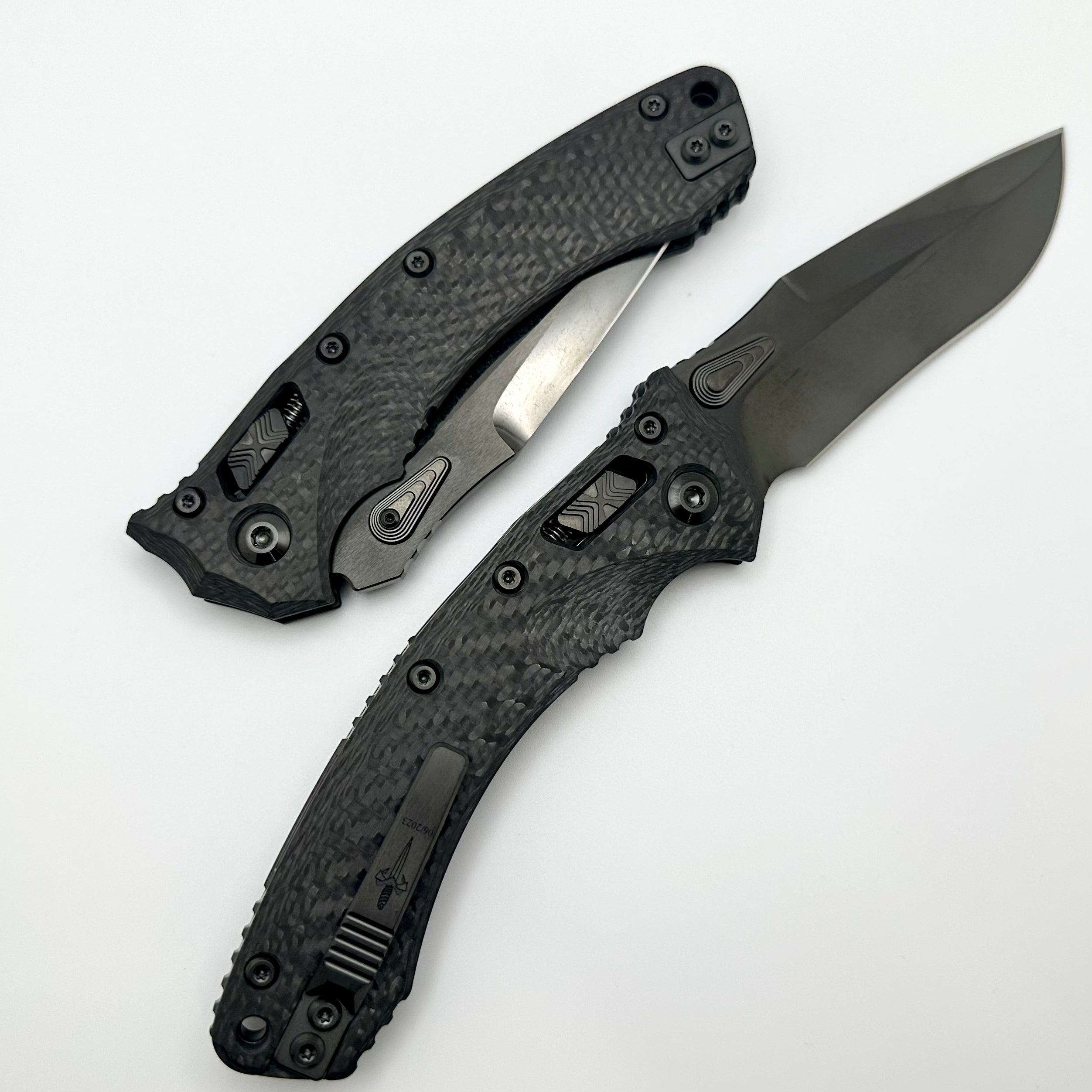 Marfione Custom Knives Amphibian RAM-LOK DLC Two Tone Stonewash M390 & Carbon Fiber Handles w/ DLC Two Tone Accents