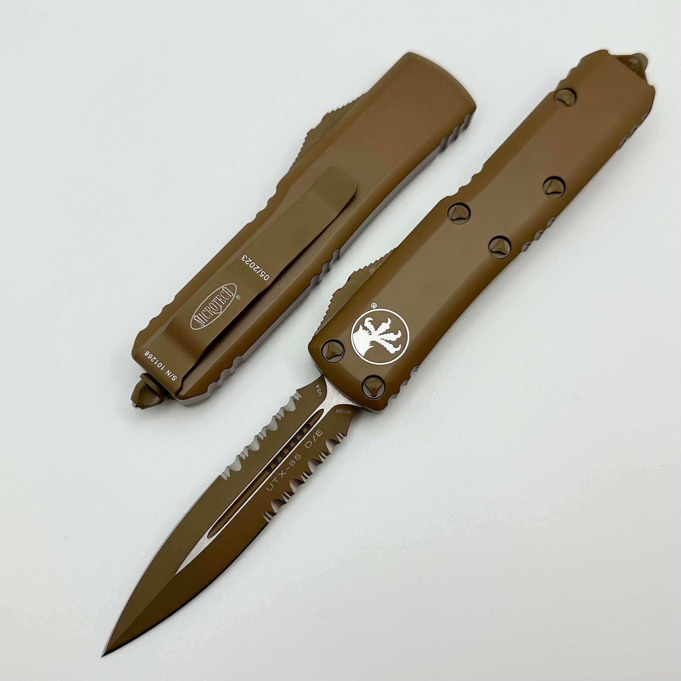 Microtech UTX-85 Double Edge Partial Serrated Cerakote Tan Standard 232-2CTA