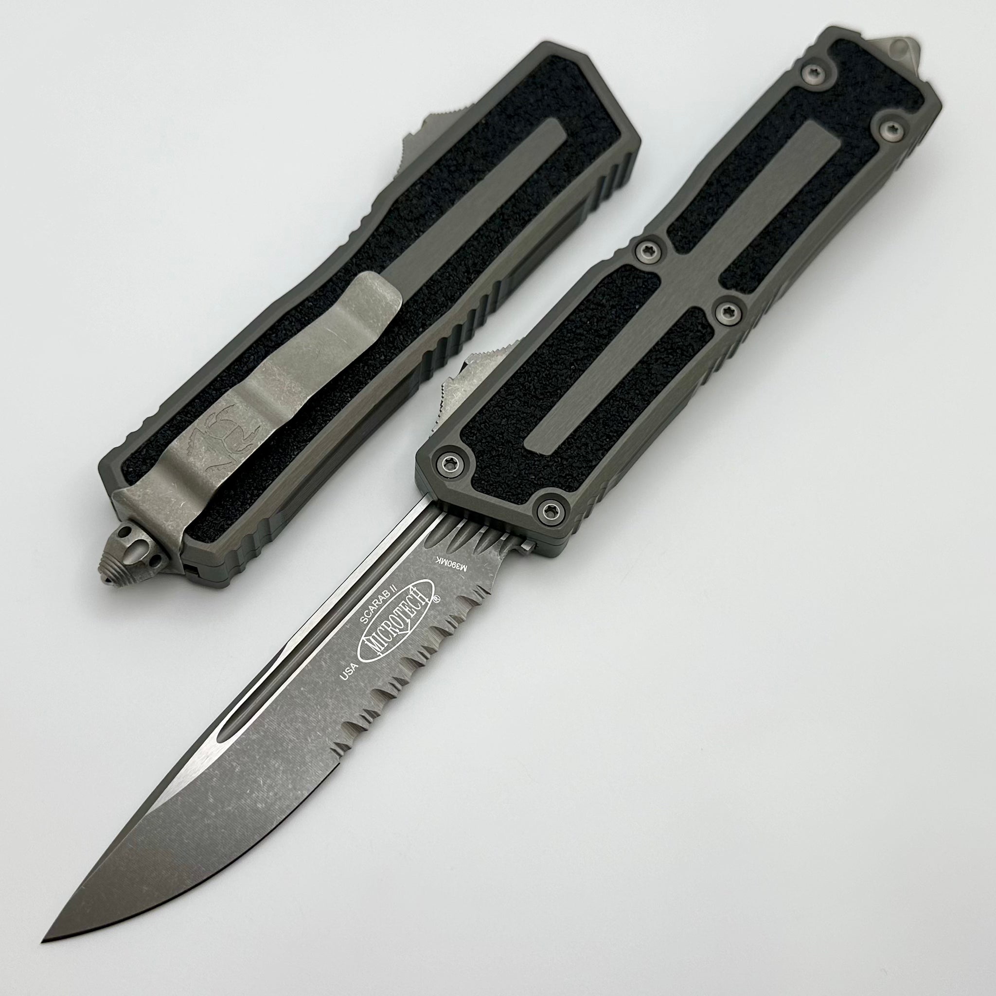 Microtech Scarab 2 Gen 3 S/E Natural Clear Partial Serrated Apocalyptic Standard 1278-11APNC