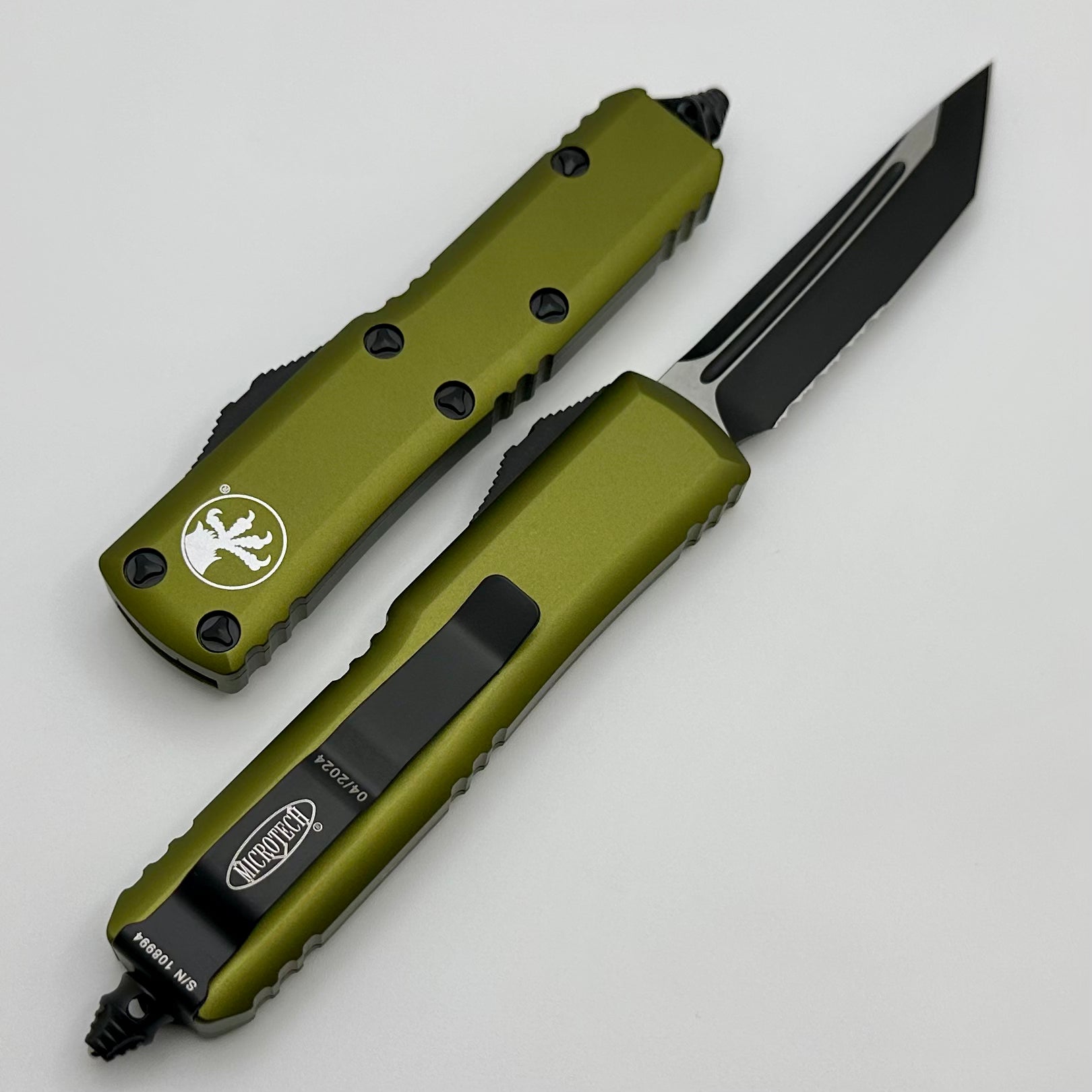 Microtech UTX-85 T/E Tanto Black Partial Serrated & OD Green 233-2OD