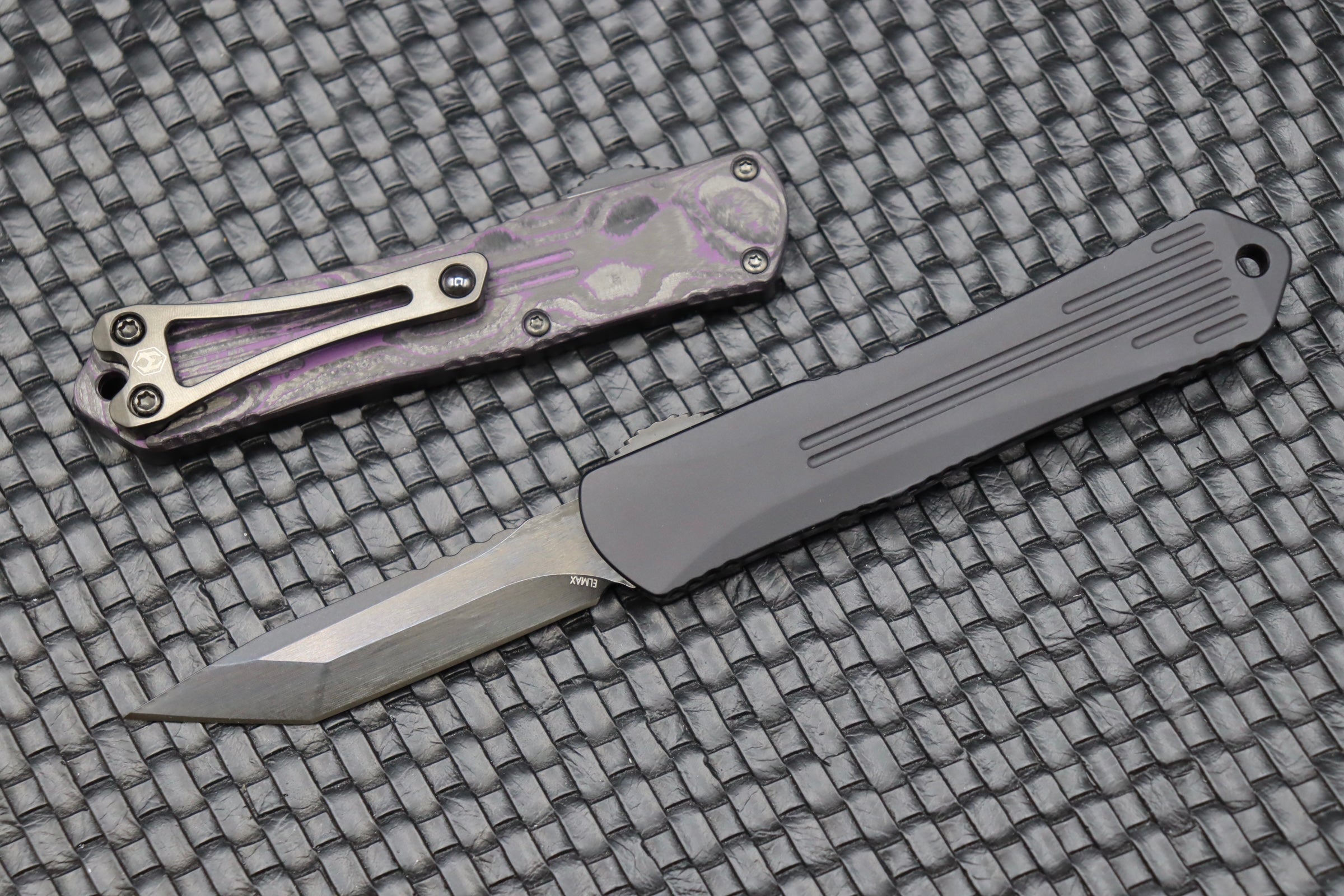 Heretic Knives Manticore S Tanto Black & Purple Camo Carbon