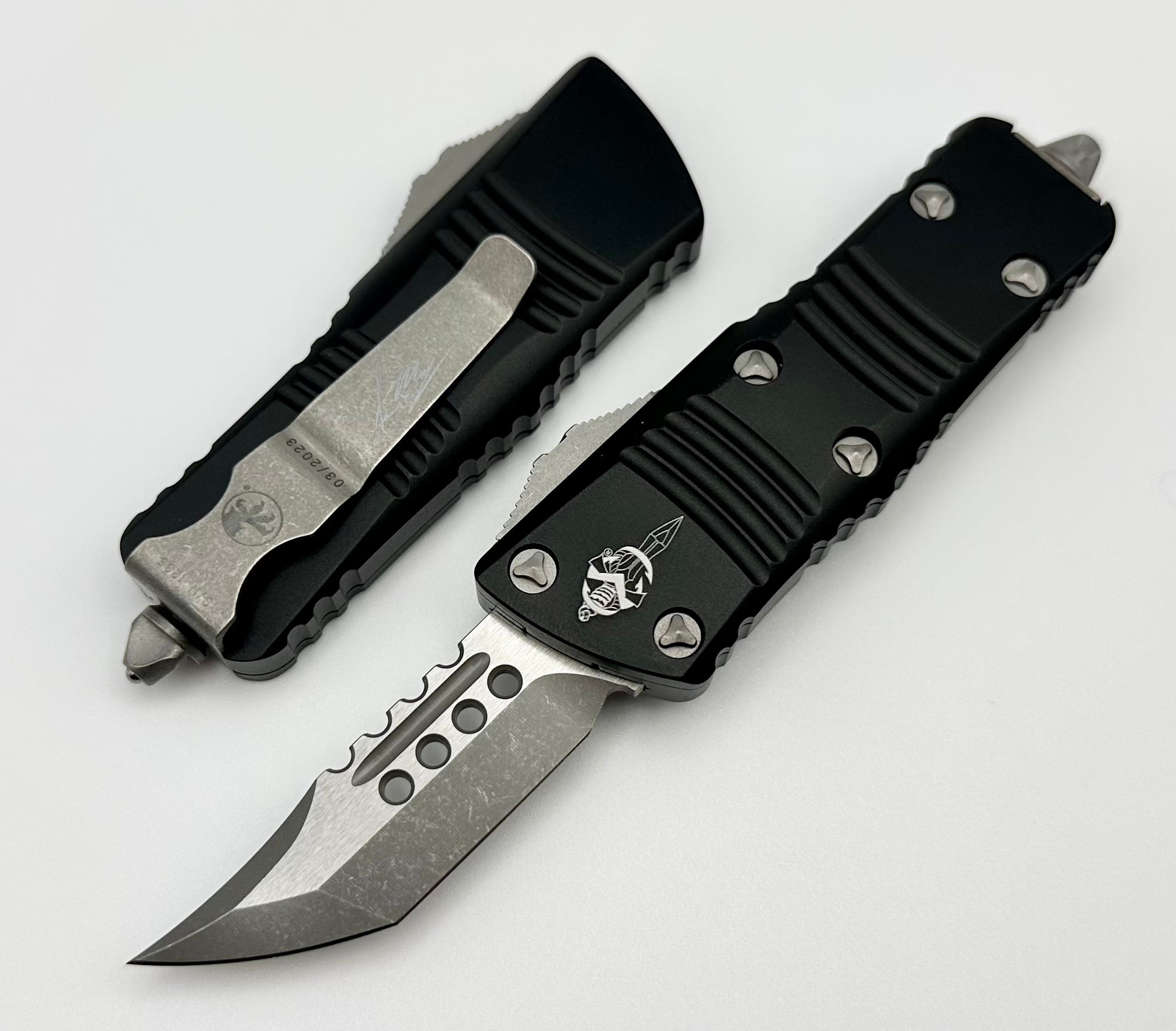 Microtech Mini Troodon Hellhound Apocalyptic & Black Handle 819-10APS