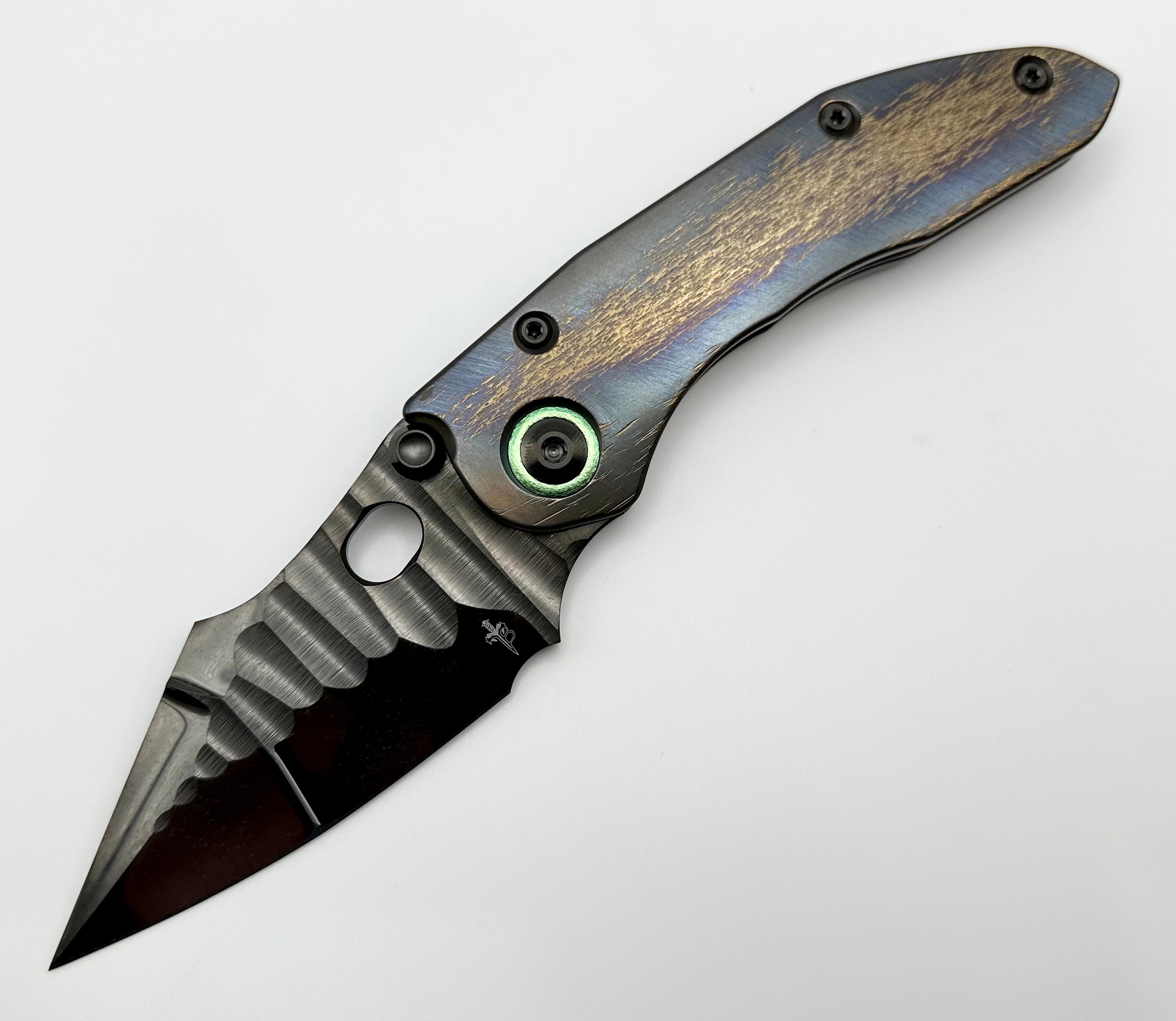 Marfione Custom Knives & Borka Blades Stitch w/ DLC Cracked Diamond Wash Rocked Double Star Grind M390 & Cosmic Titanium