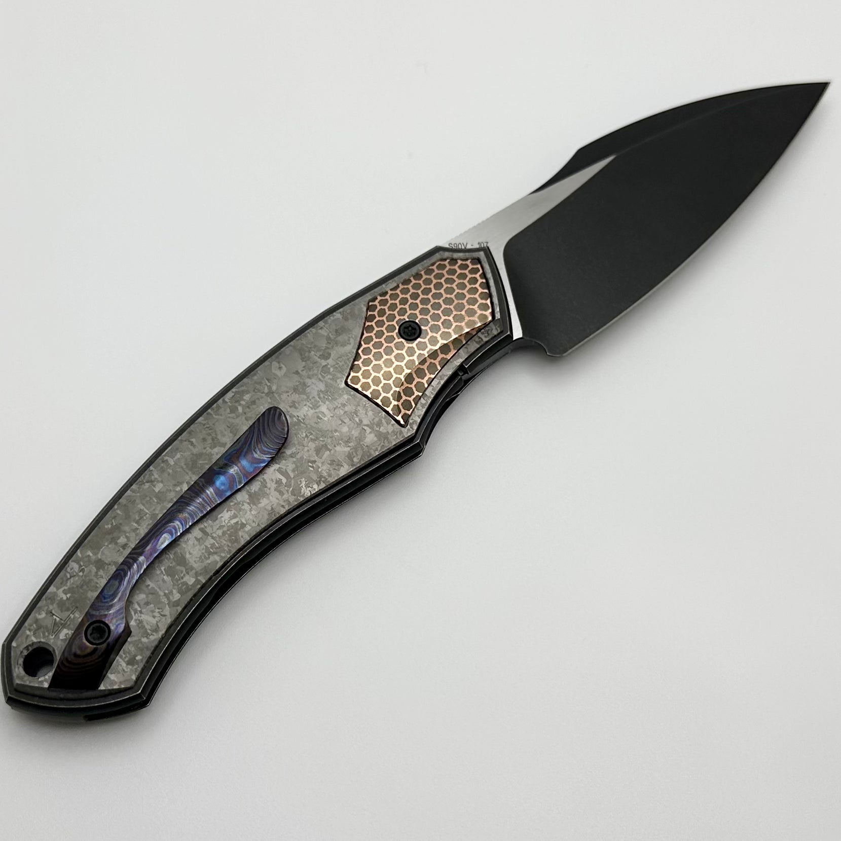 Custom Knife Factory Davless Crystal Ti & Super Conductor w/ Blackwash S90V