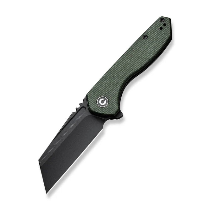 Civivi ExOne Flipper Green Canvas Micarta & Black Stonewash Nitro-V C23036-3