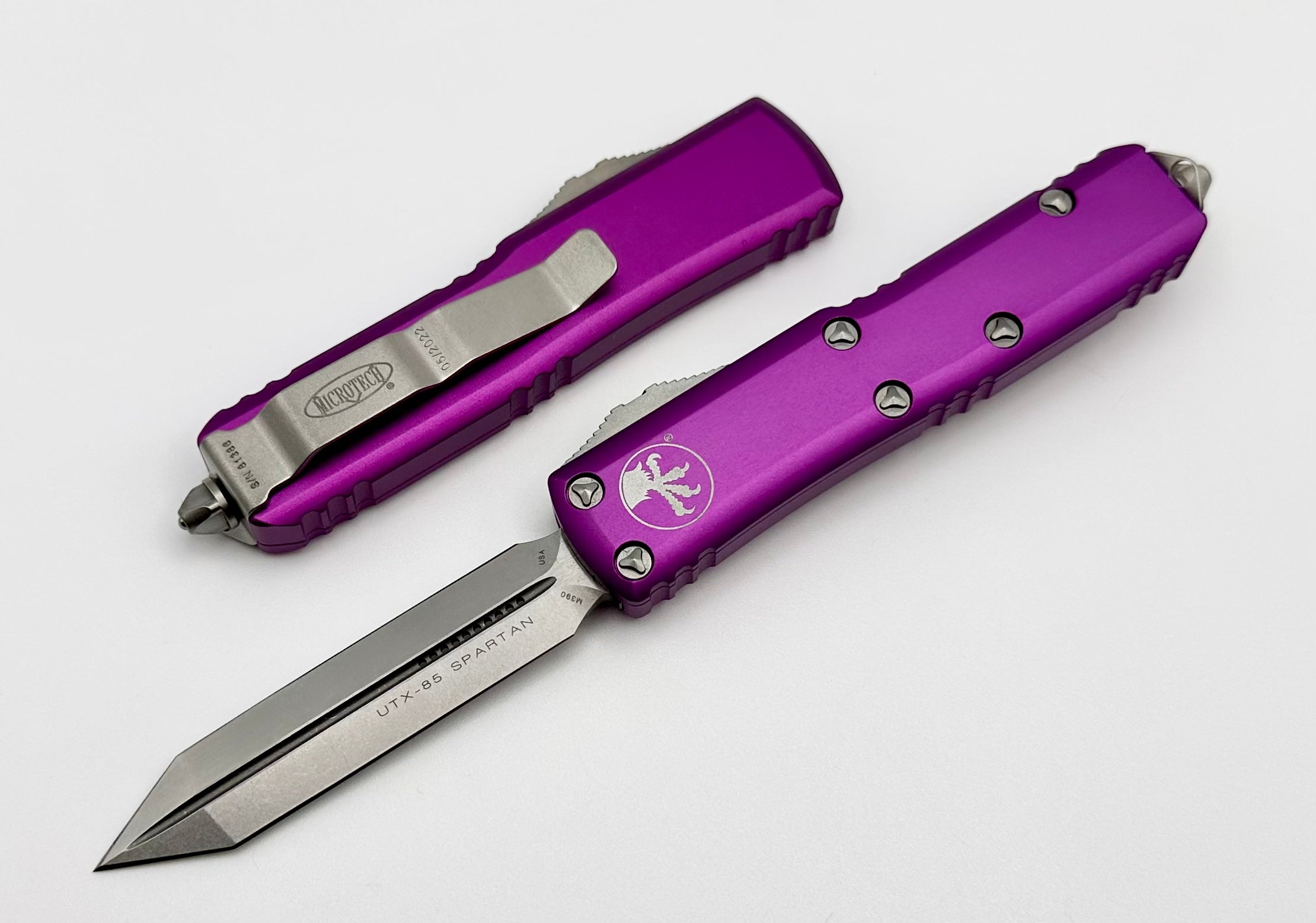 Microtech UTX-85 Spartan Stonewash Standard & Violet 230-10VI