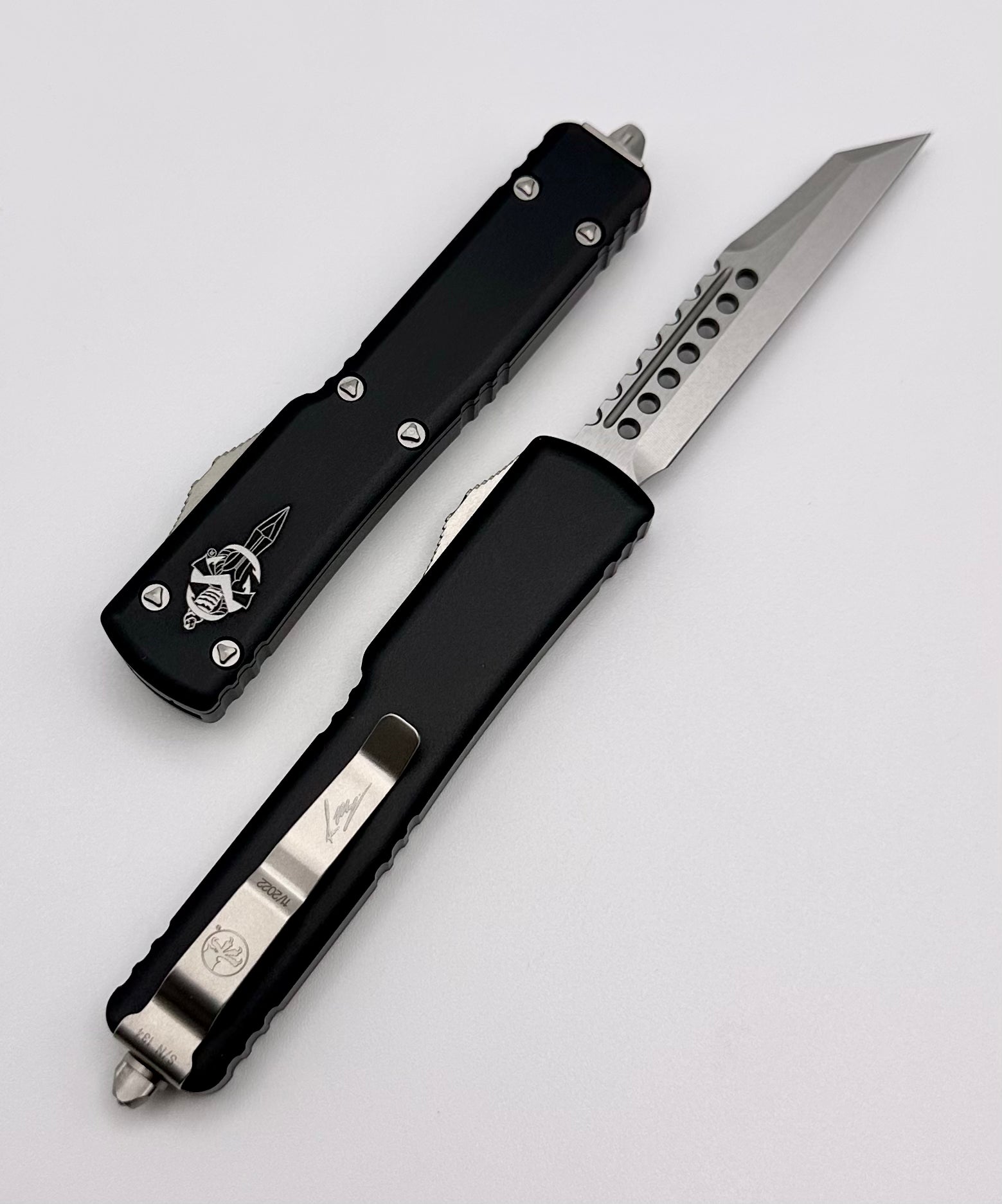 Microtech UTX-70 Warhound Stonewash Standard & Black 419W-10S