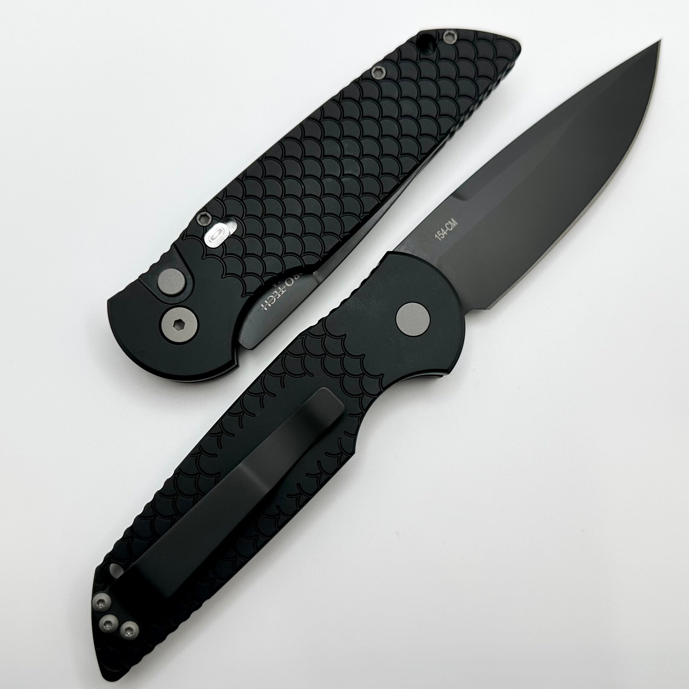 Pro-Tech TR-3 XI M Black “Fish Scale” Handle w/ Safety & 154-CM Blade TR-3 X1 M