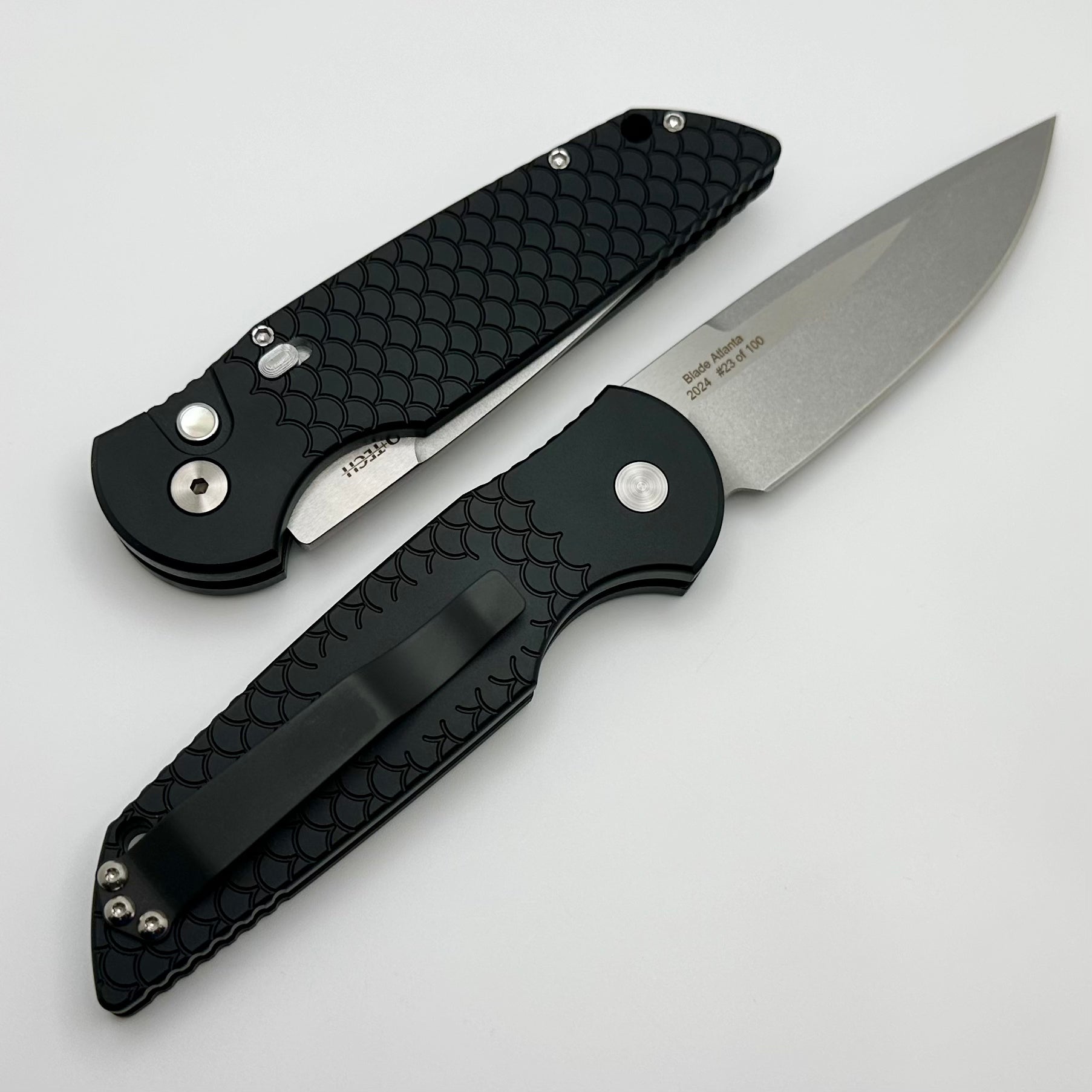 Pro-Tech TR-3 Black “Fish Scale” Handle w/ Safety & 154-CM Blade TR-3 Blade Show Atlanta 2024