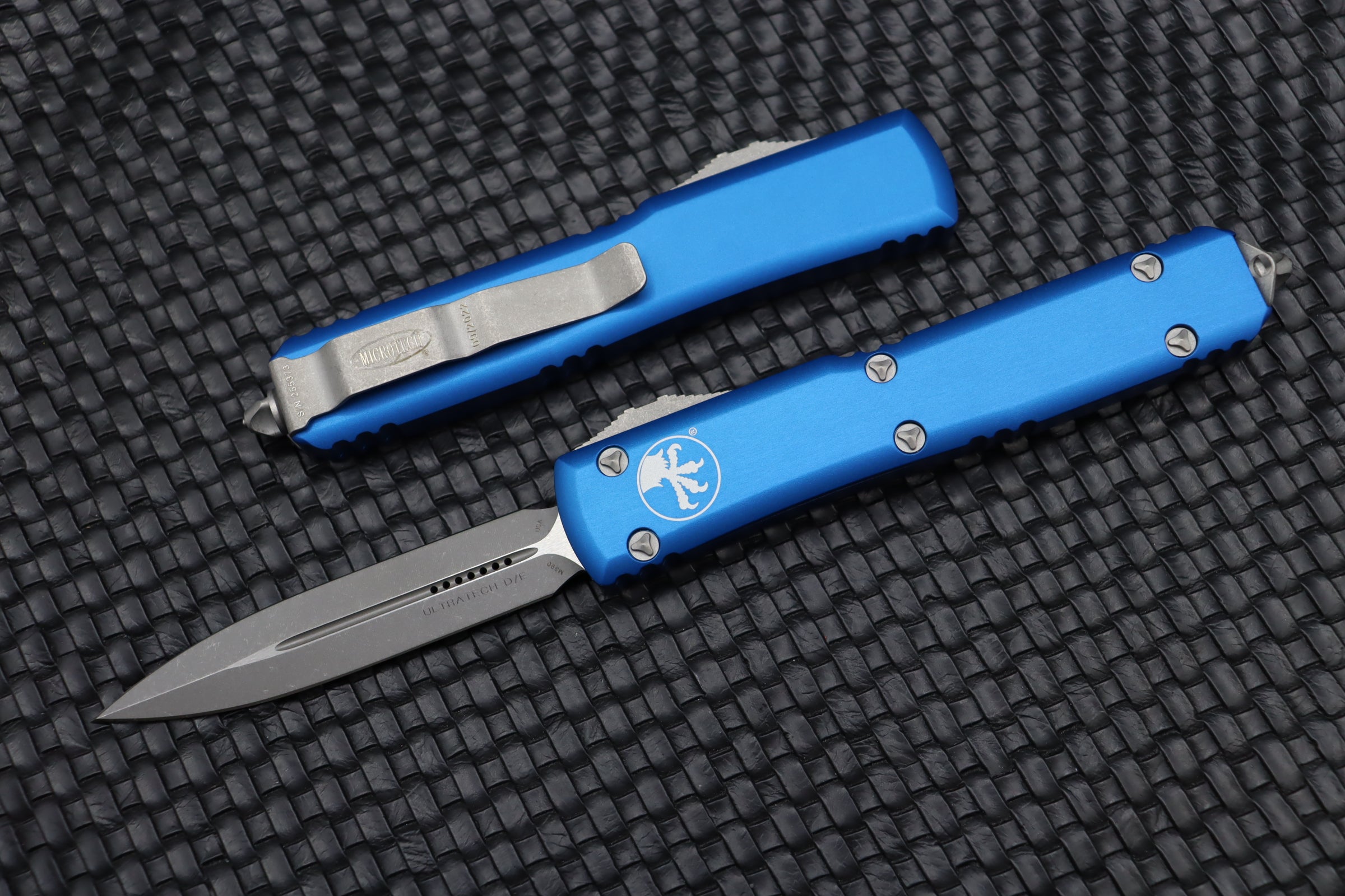 Microtech Ultratech Double Edge Apocalyptic Standard & Blue 122-10APBL