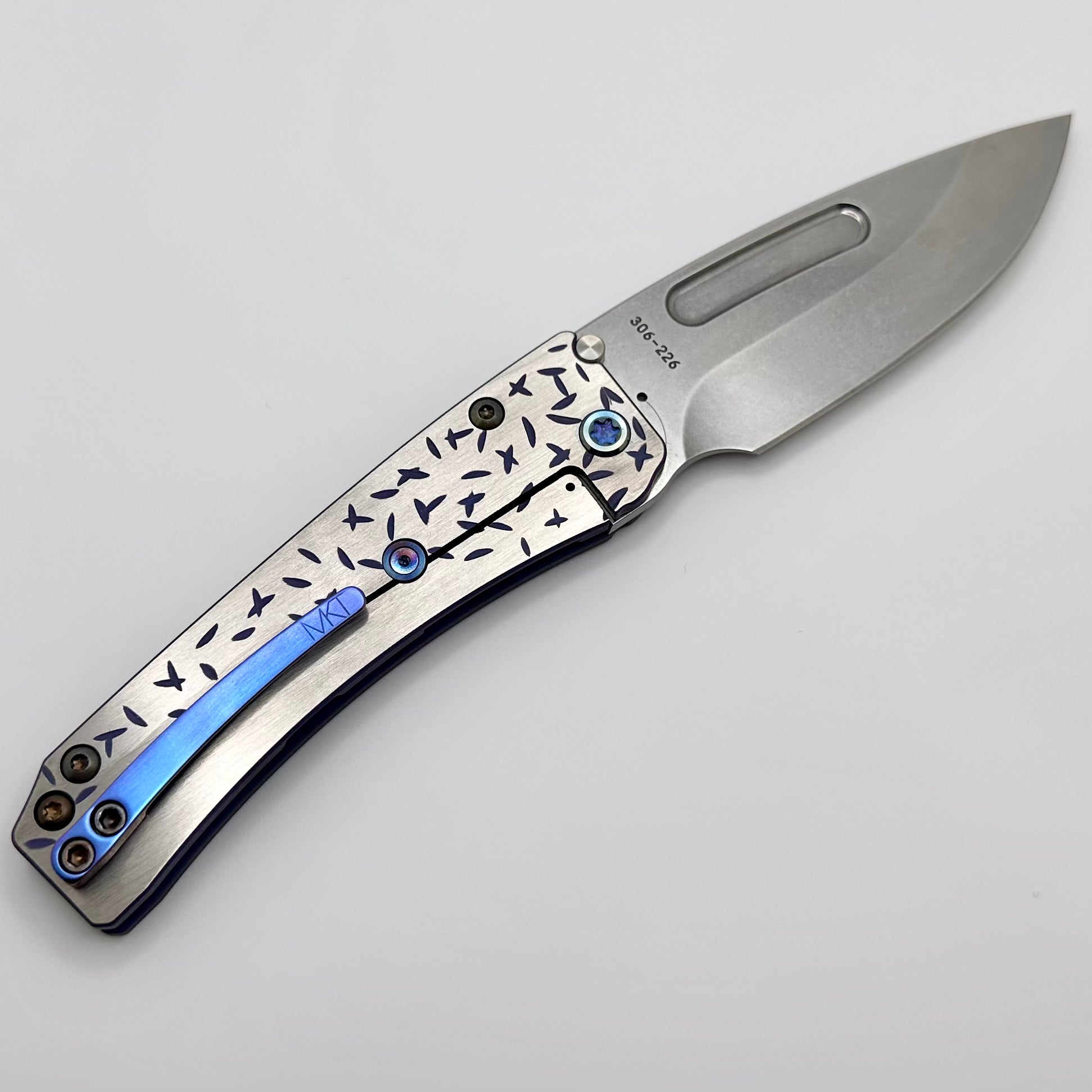 Medford Knife Slim Midi S45 Tumbled Drop Point w/ Jasmine Fade Sculpted Handles & Violet Perimeters/Clip w/ Flamed Hardware