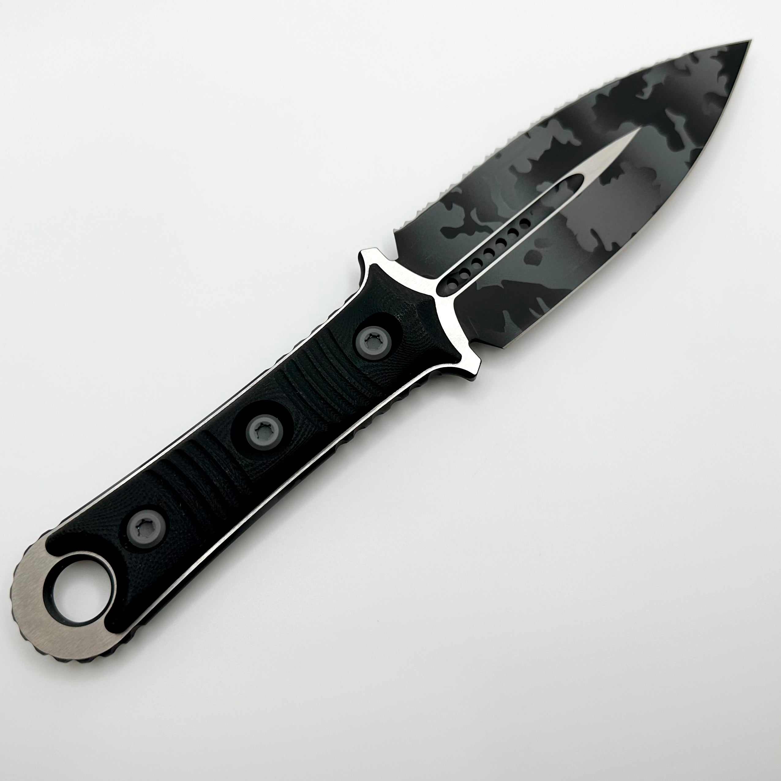 Microtech Borka SBD Urban Camo Full Serrated & Black G-10 201-3UCS