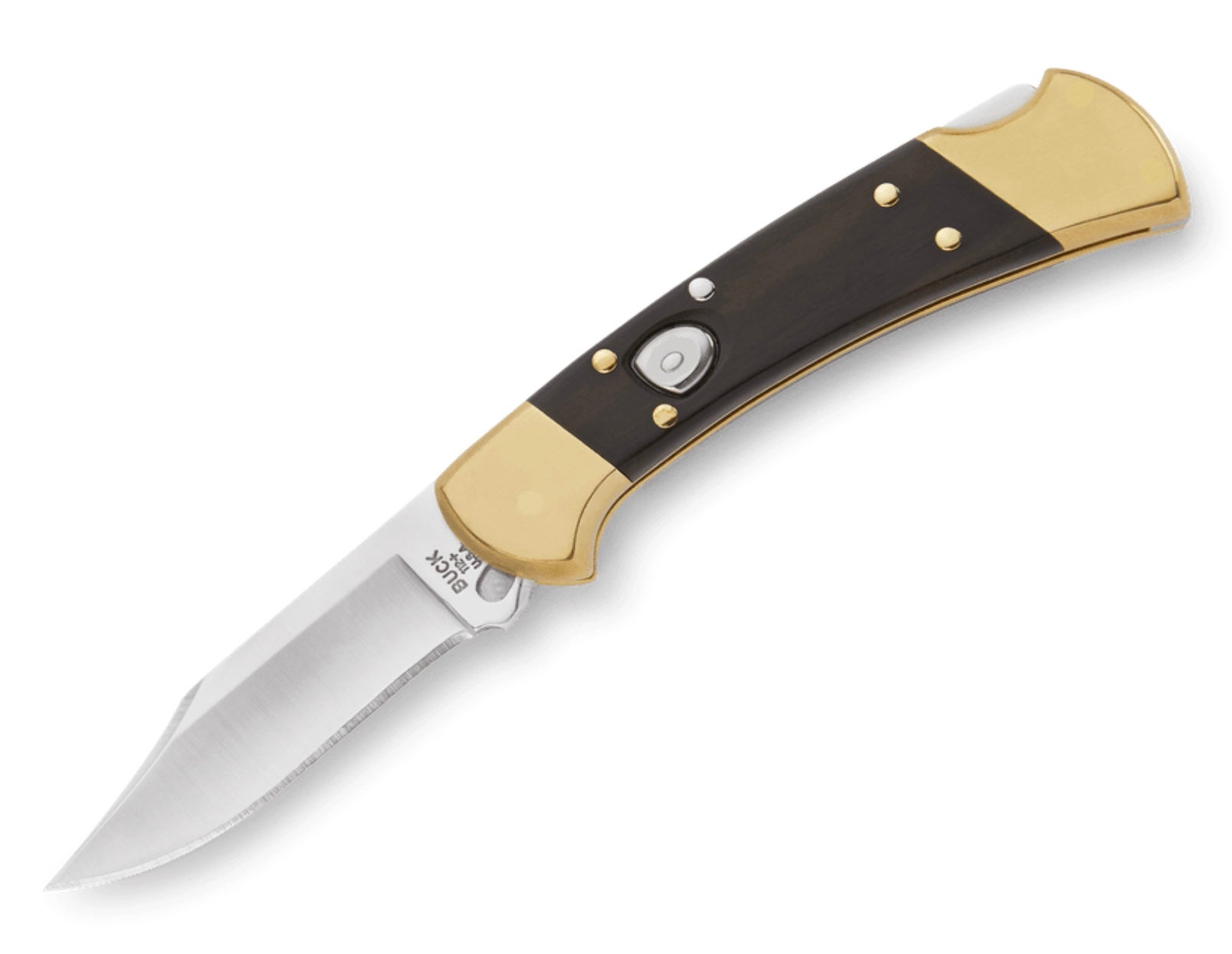 Buck Knives 112 Auto Ranger Ebony/Brass Handles w/ 420HC 0112BRSA-B