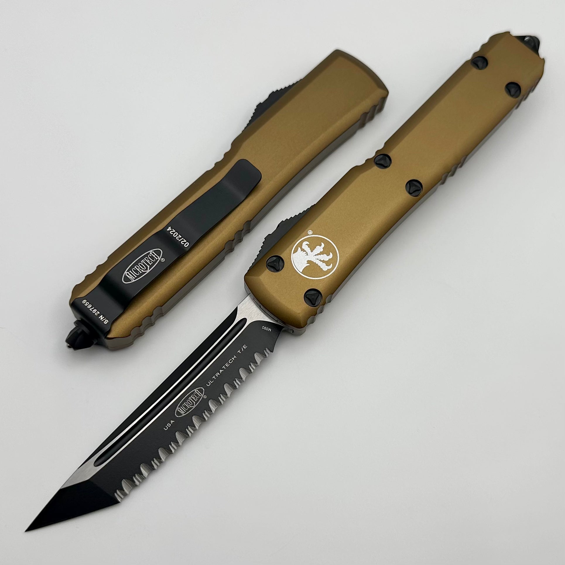 Microtech Ultratech Tanto Black Full Serrated & Tan 123-3TA