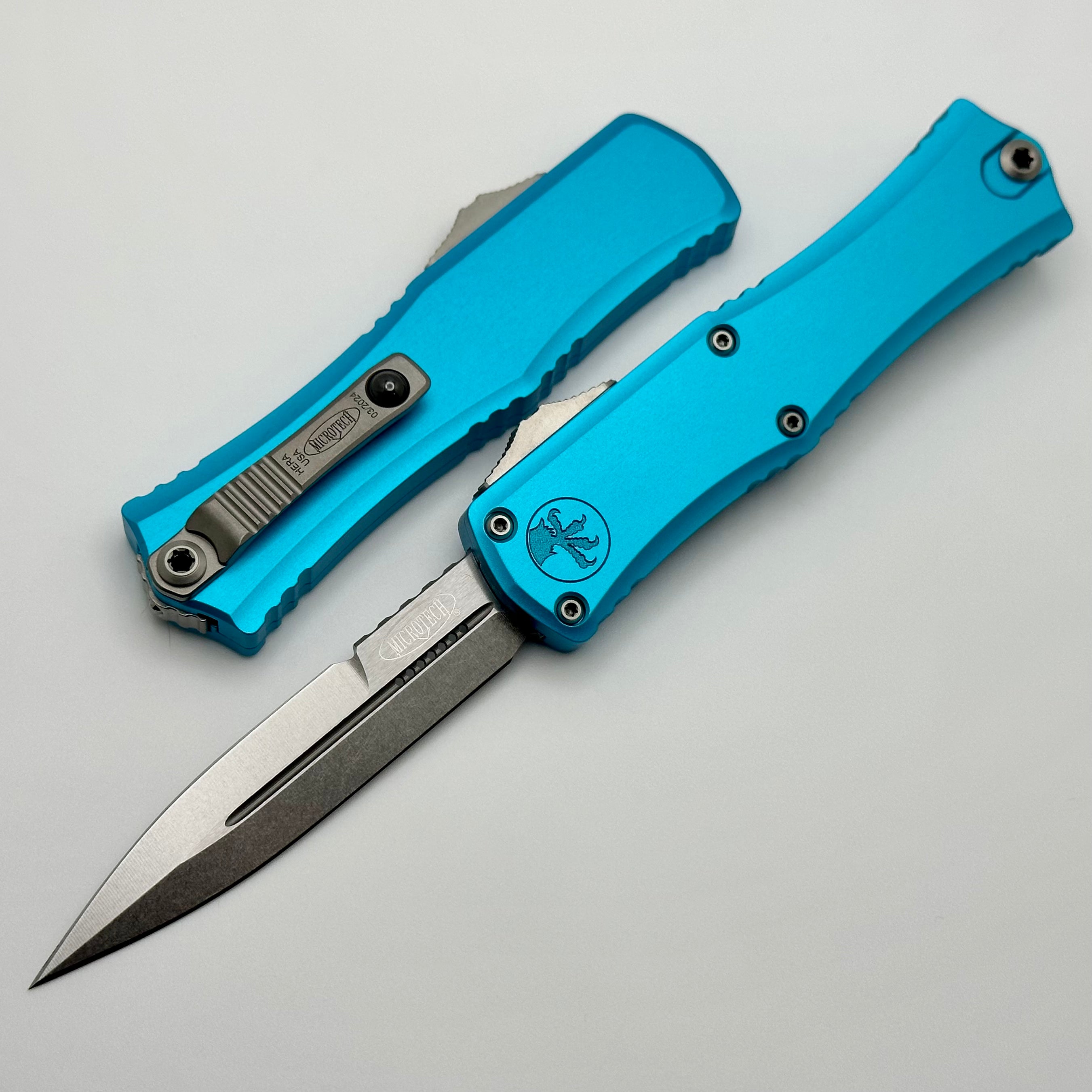 Microtech Knives Mini Hera Stonewash Bayonet M390MK & Turquoise 1701M-10TQ