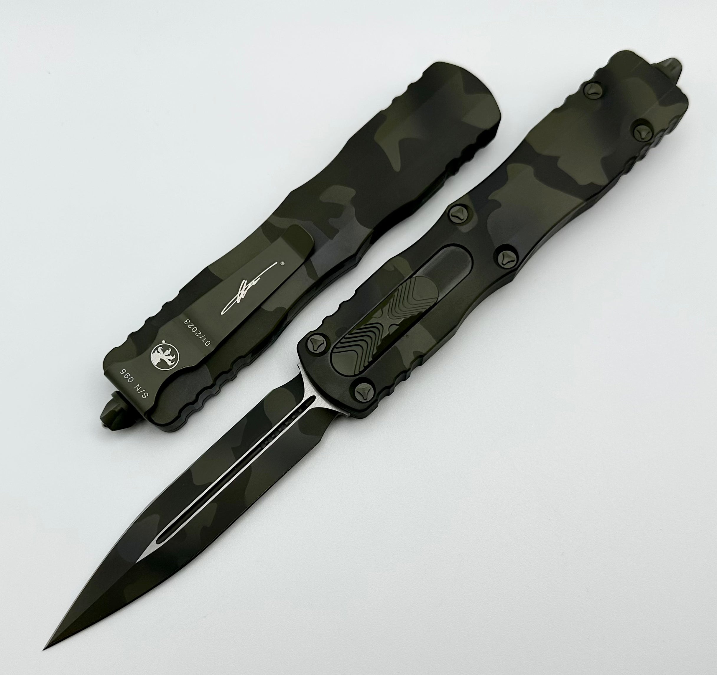 Microtech Dirac Delta Olive Camo Double Edge 227-1OCS