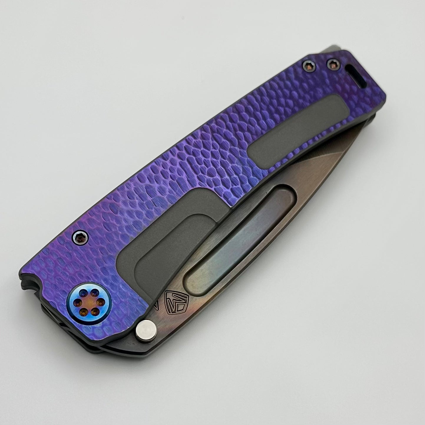 Medford Marauder H Bead Blast Cement Violet Cobblestone Sculpting w/ Flamed Hardware/Clip & S45VN Vulcan Drop Point